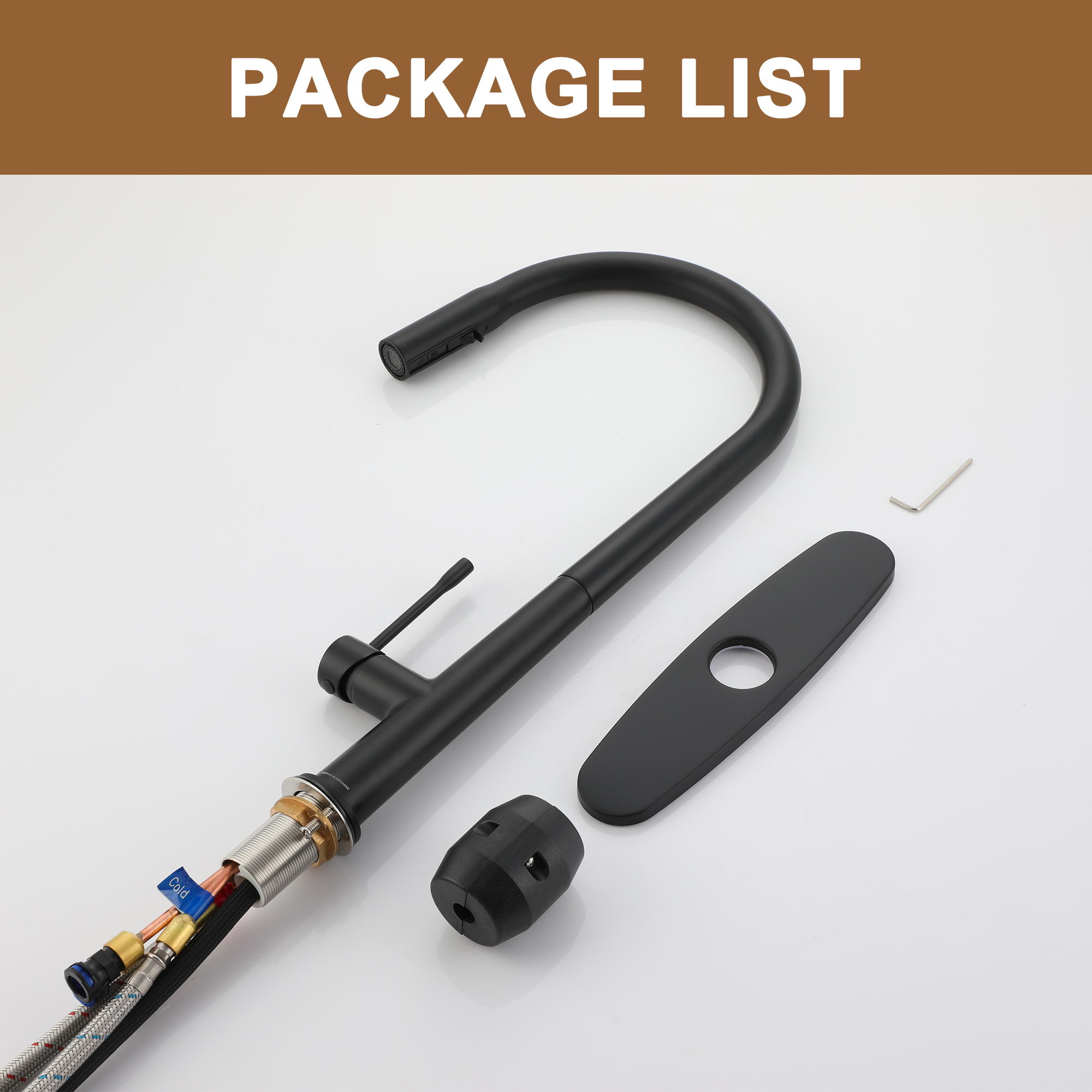 Single Handle Pull-Down Sprayer Kitchen Faucet with Dual-Function Pull out Sprayer head, Stainless Steel in Brushed Nickel/Matte Black/Brushed Gold