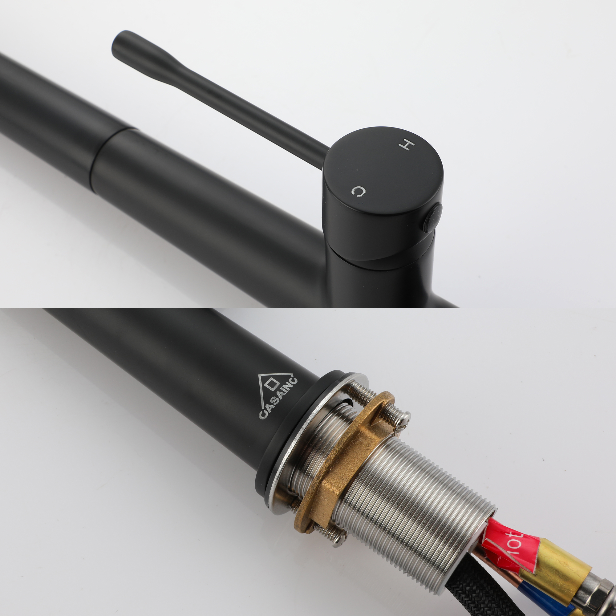 Single Handle Pull-Down Sprayer Kitchen Faucet with Dual-Function Pull out Sprayer head, Stainless Steel in Brushed Nickel/Matte Black/Brushed Gold