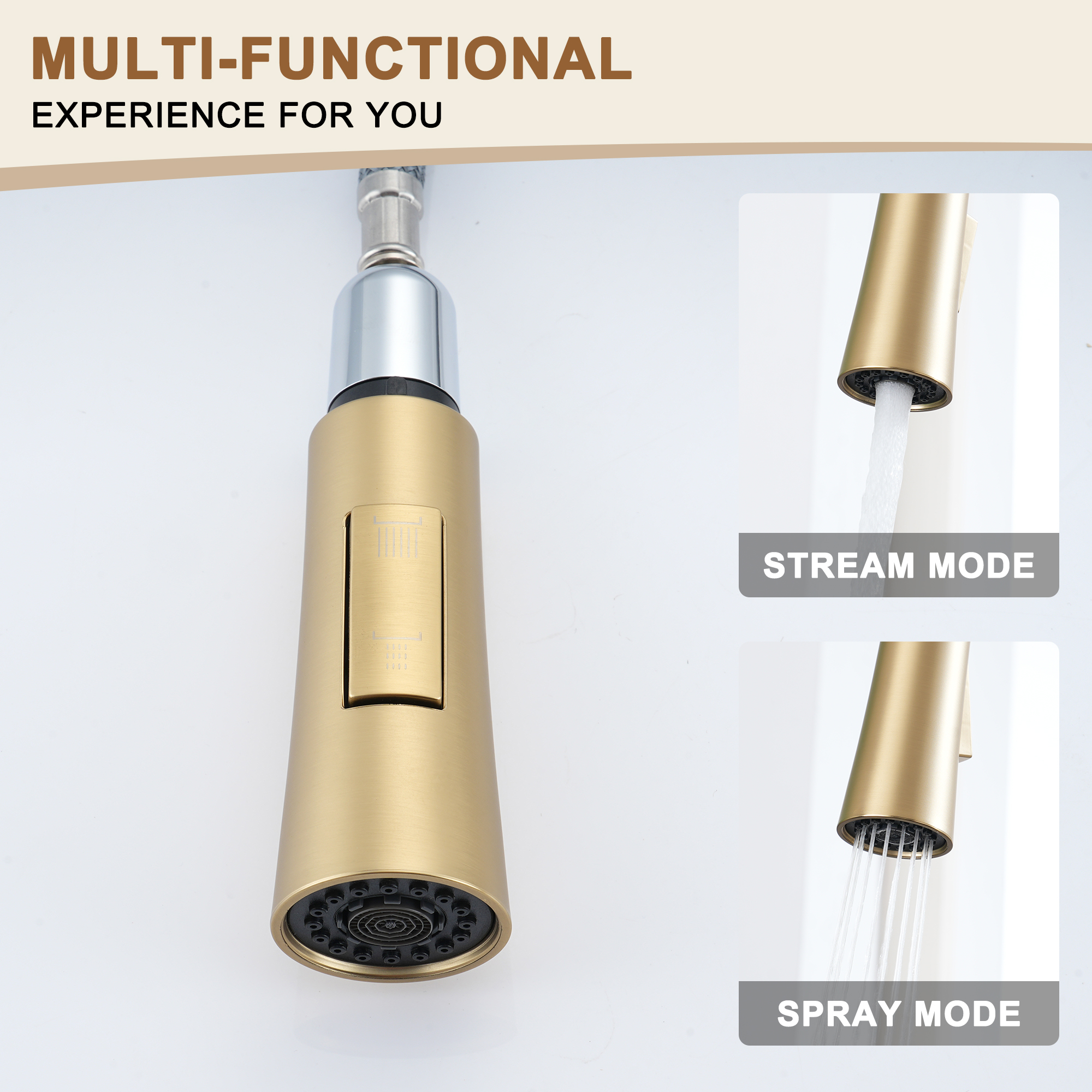 1.8 GPM Single-Handle Pull-Down Kitchen Faucet Single Hole Faucet Brushed Nickel/Matte Black/Brushed Gold