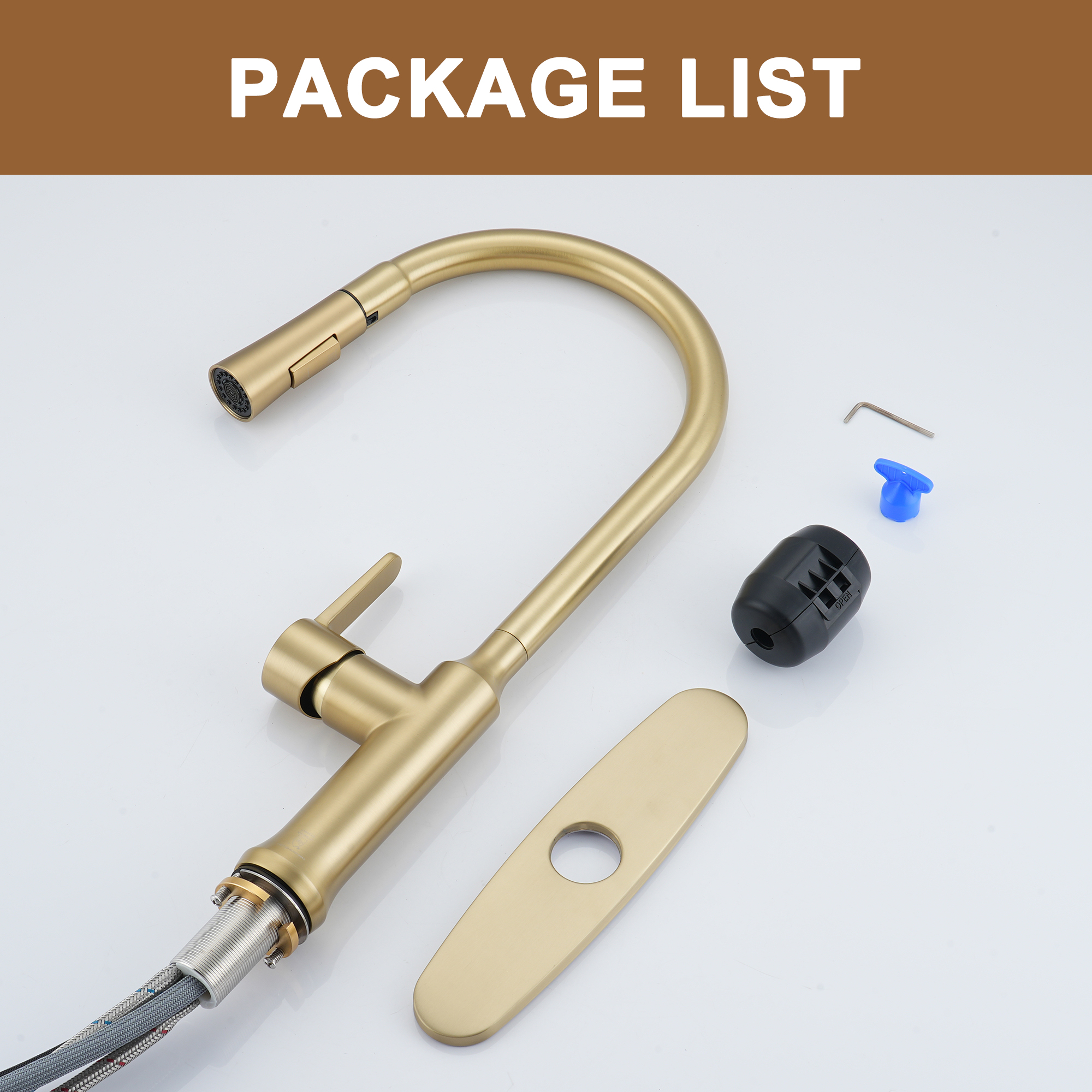 1.8 GPM Single-Handle Pull-Down Kitchen Faucet Single Hole Faucet Brushed Nickel/Matte Black/Brushed Gold