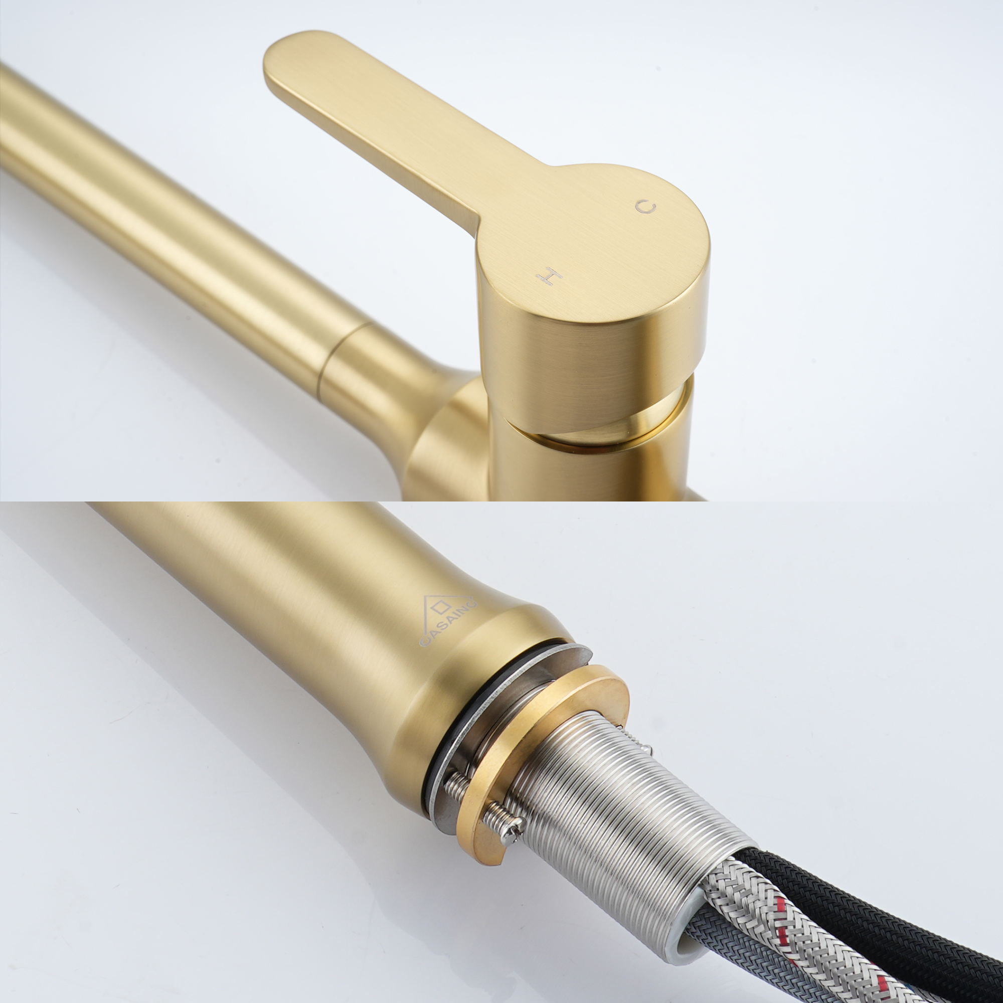 1.8 GPM Single-Handle Pull-Down Kitchen Faucet Single Hole Faucet Brushed Nickel/Matte Black/Brushed Gold