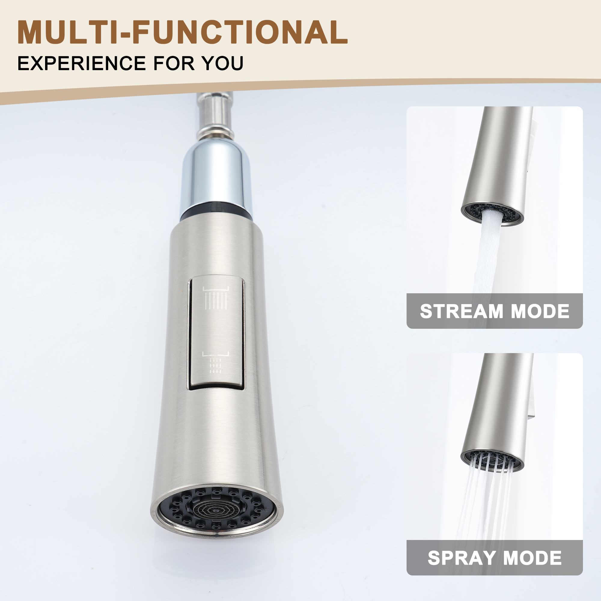 1.8 GPM Single-Handle Pull-Down Kitchen Faucet Single Hole Faucet Brushed Nickel/Matte Black/Brushed Gold