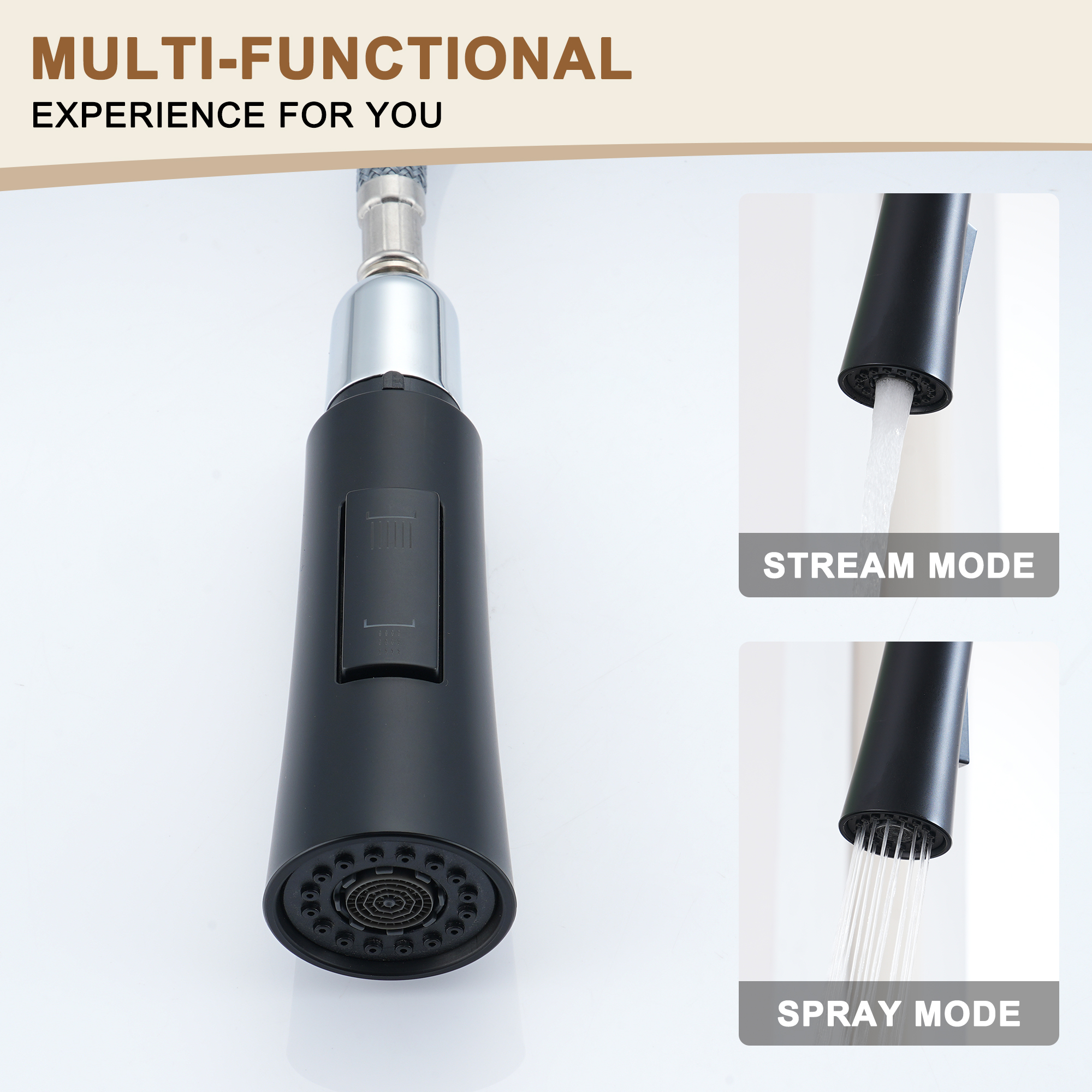 1.8 GPM Single-Handle Pull-Down Kitchen Faucet Single Hole Faucet Brushed Nickel/Matte Black/Brushed Gold