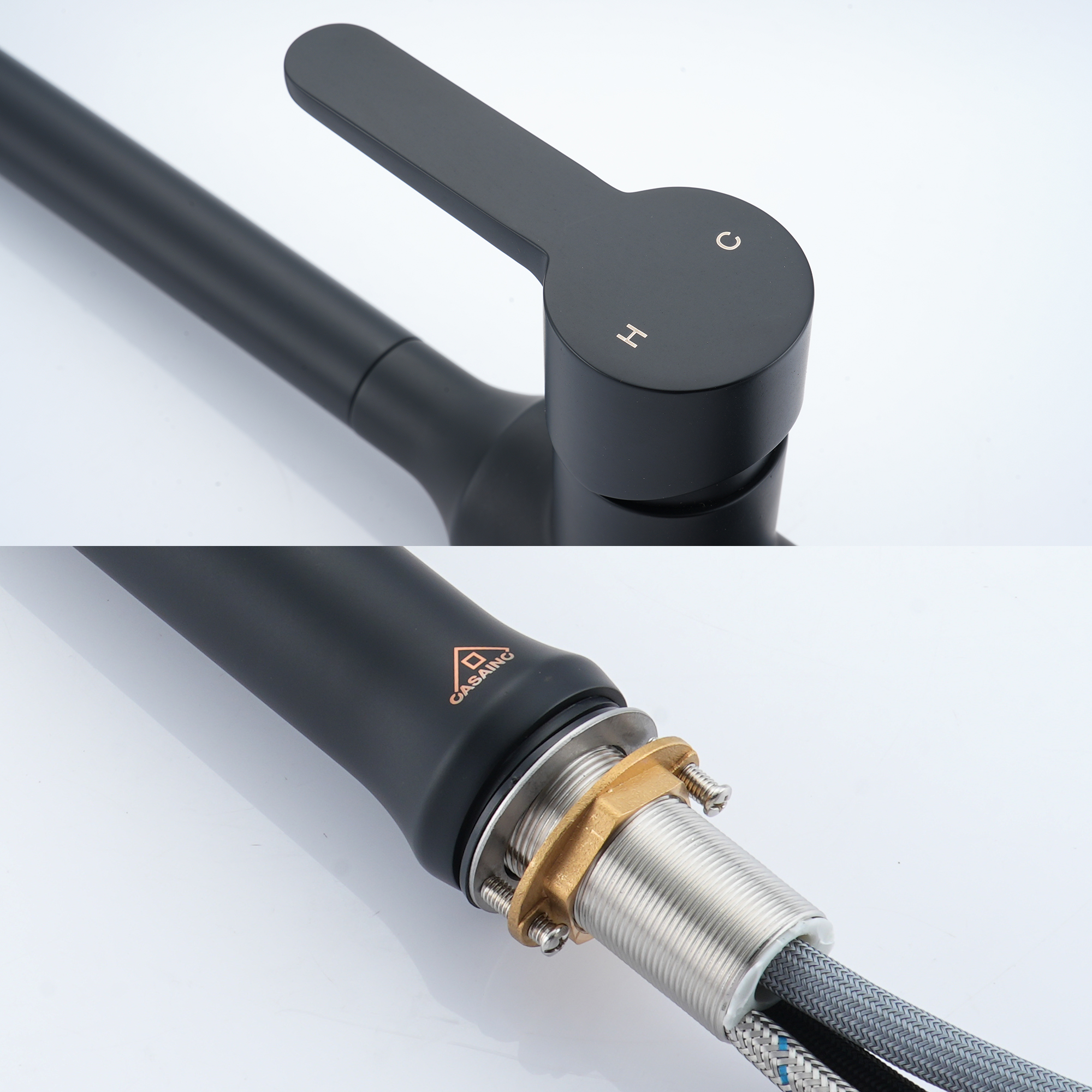 1.8 GPM Single-Handle Pull-Down Kitchen Faucet Single Hole Faucet Brushed Nickel/Matte Black/Brushed Gold