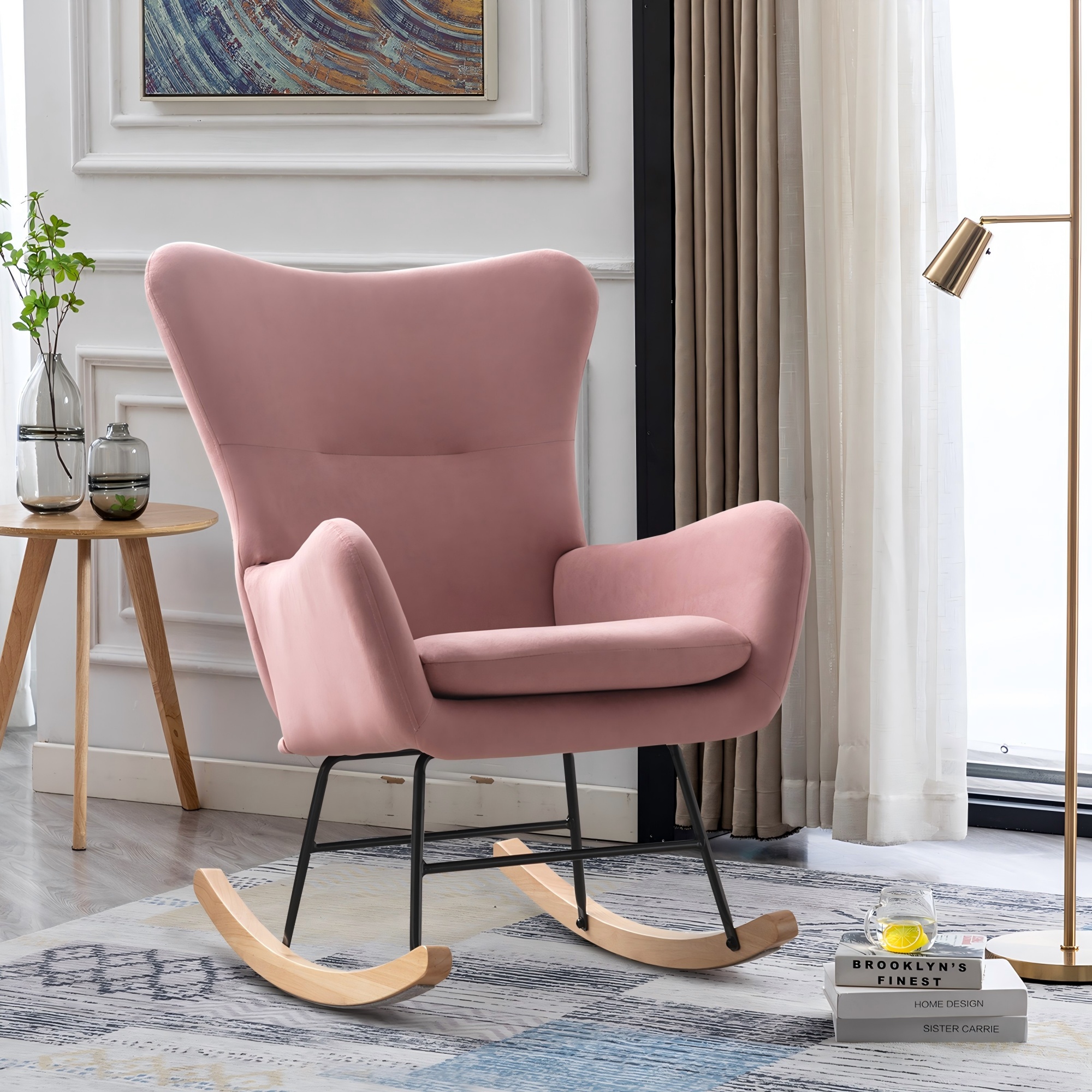 Modern Rocking Chair, Leisure Sofa Glider Chair, Comfy Accent Chair, Lounge Chair with High Backrest