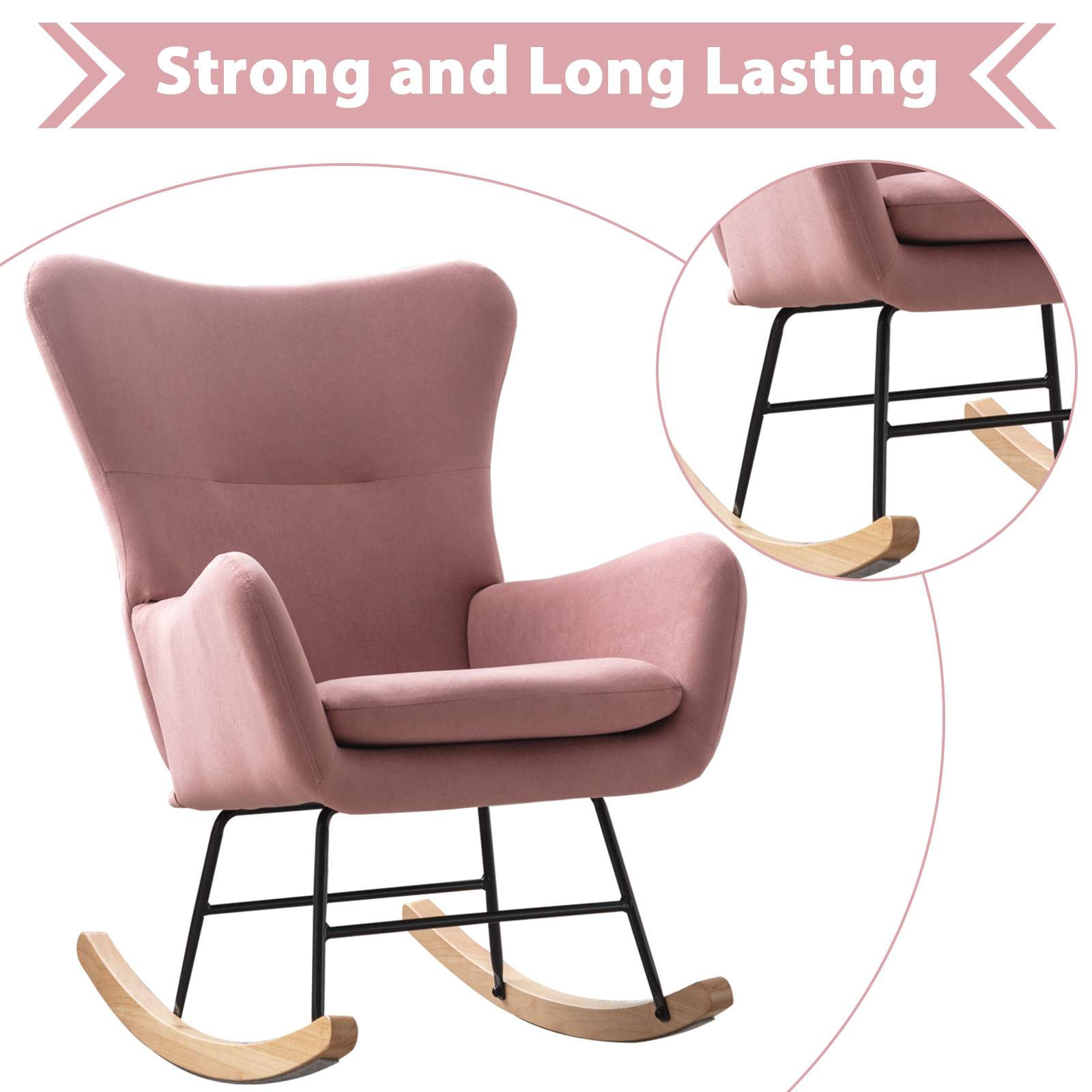 Modern Rocking Chair, Leisure Sofa Glider Chair, Comfy Accent Chair, Lounge Chair with High Backrest
