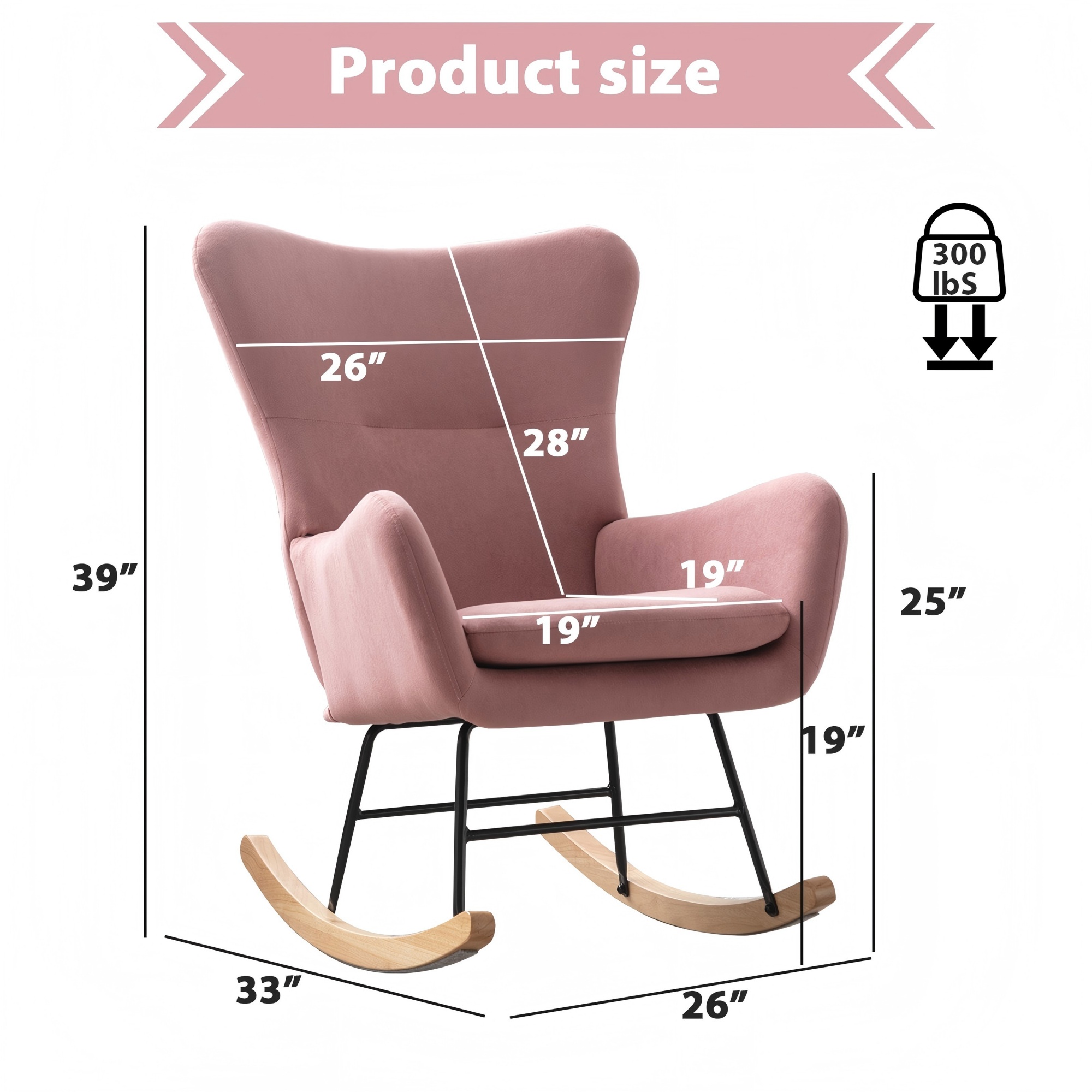 Modern Rocking Chair, Leisure Sofa Glider Chair, Comfy Accent Chair, Lounge Chair with High Backrest