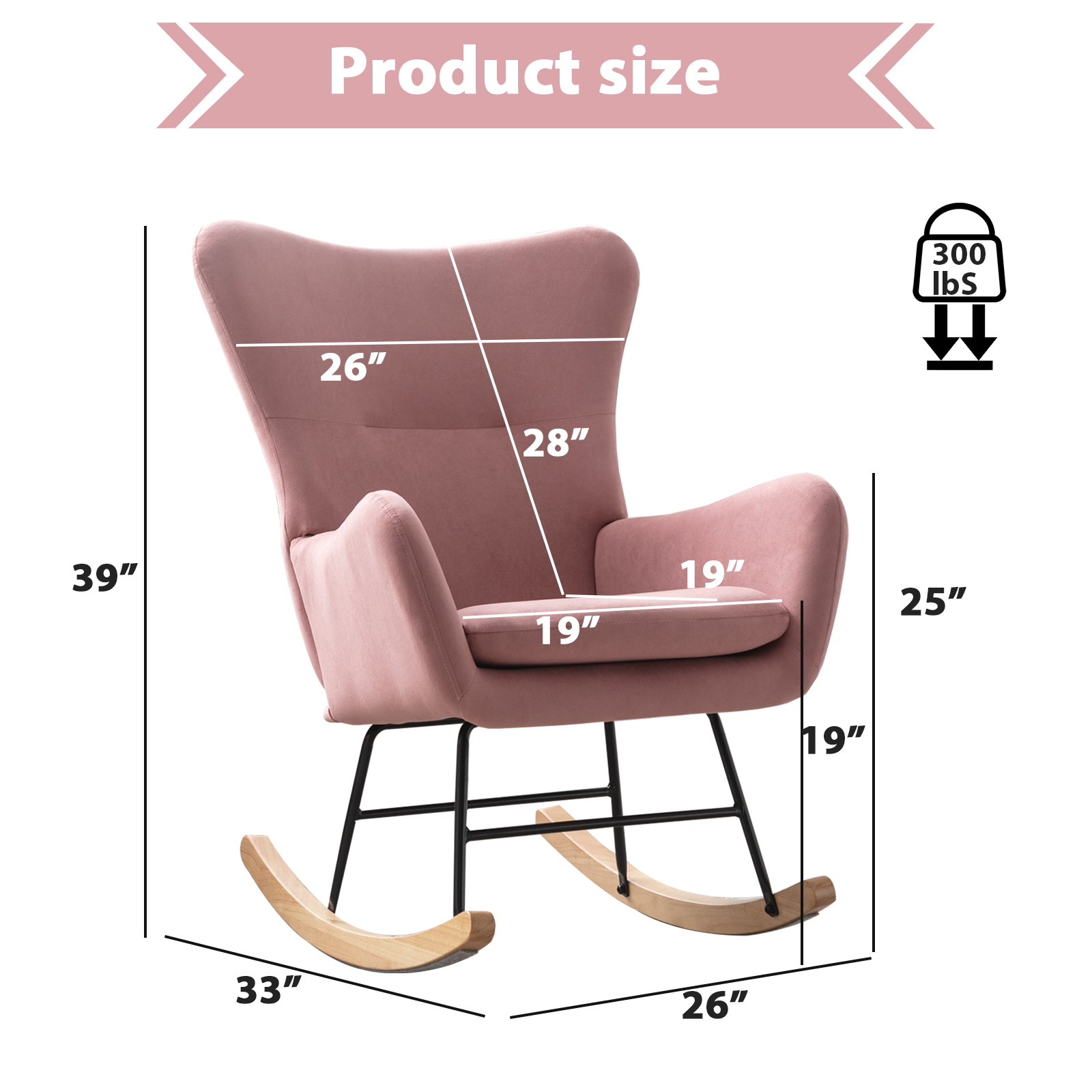 Modern Rocking Chair, Leisure Sofa Glider Chair, Comfy Accent Chair, Lounge Chair with High Backrest