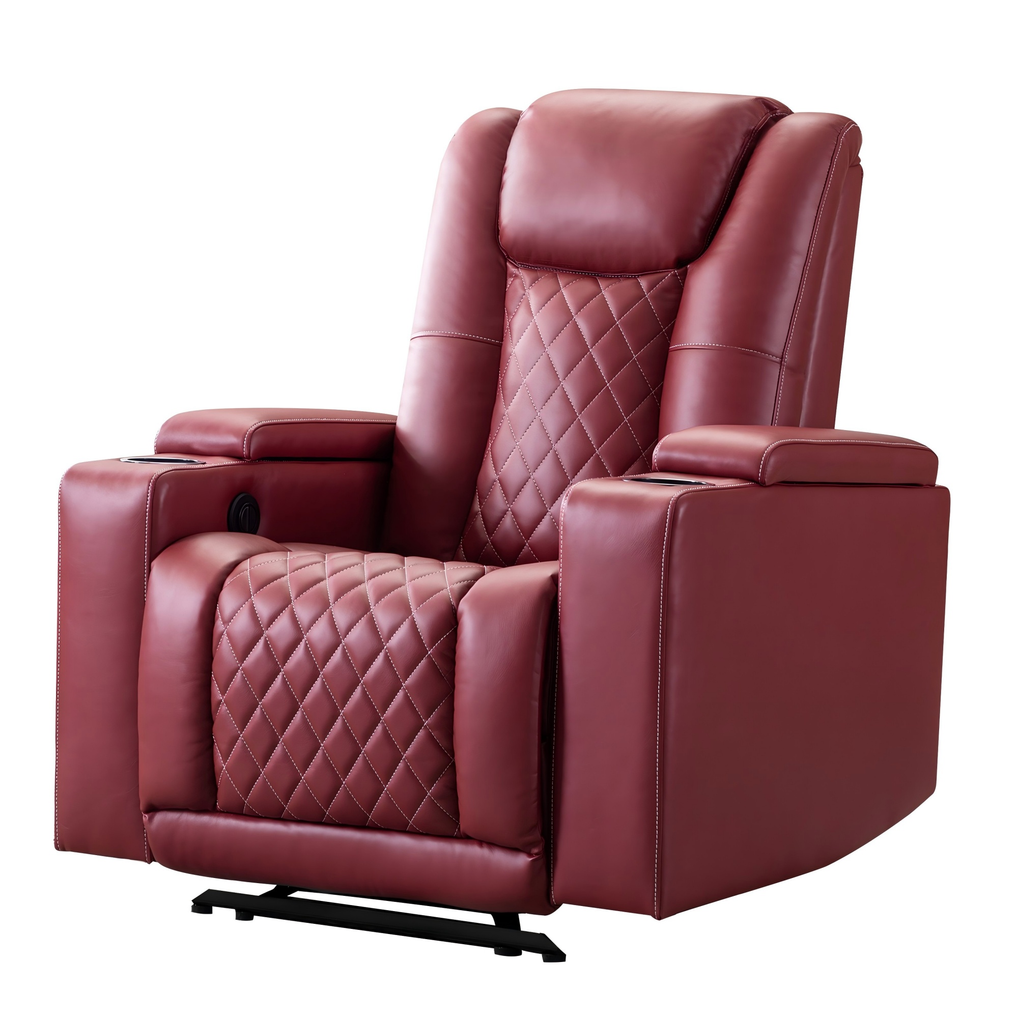 PU Leather Power Recliner Home Theater Recliner with Cup Holder, USB Port