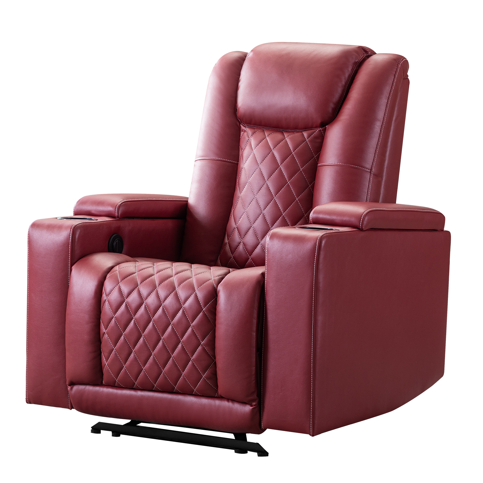 PU Leather Power Recliner Home Theater Recliner with Cup Holder, USB Port