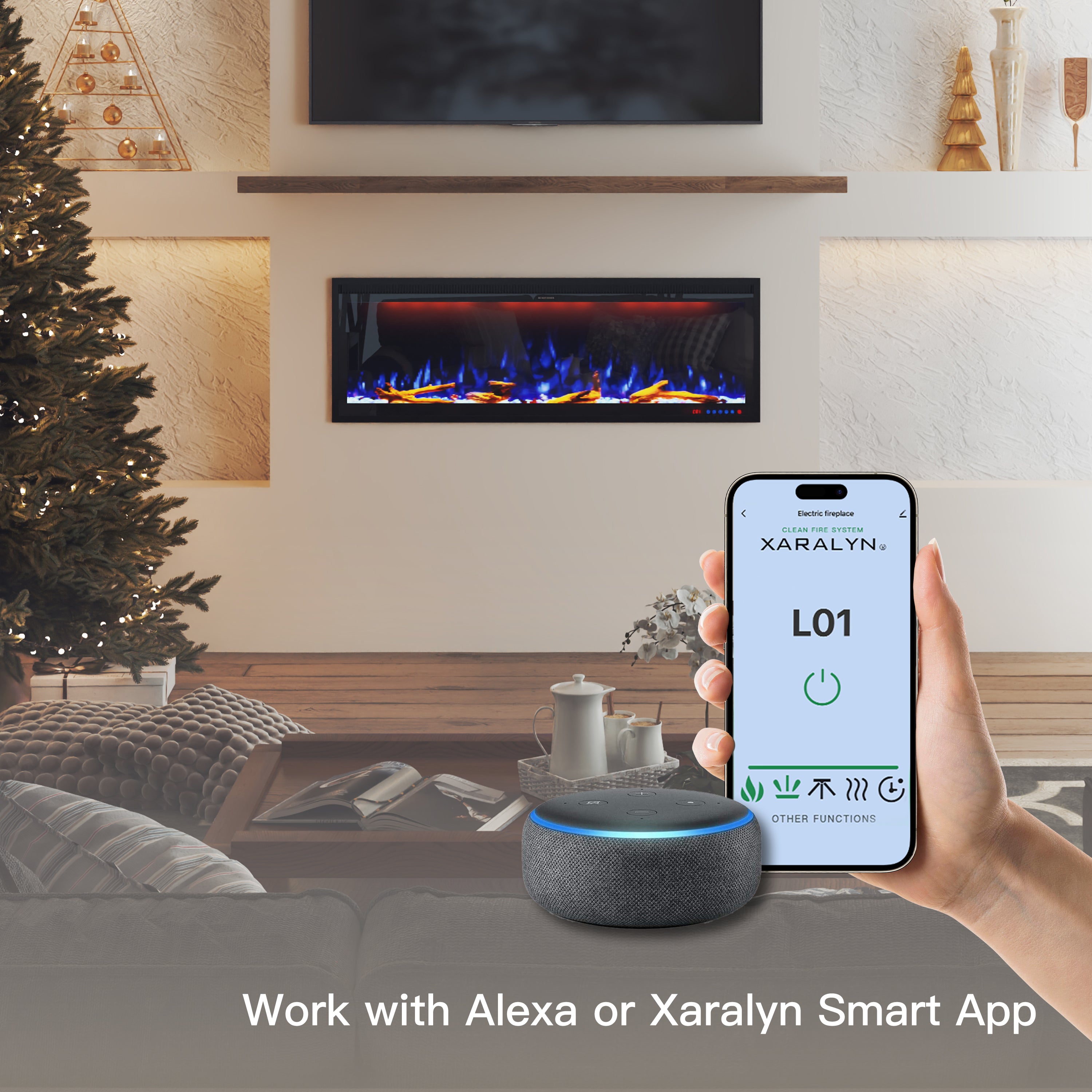 50/60/74/88-in W Black LED Wall-mount Electric Fireplace with Remote Control Included