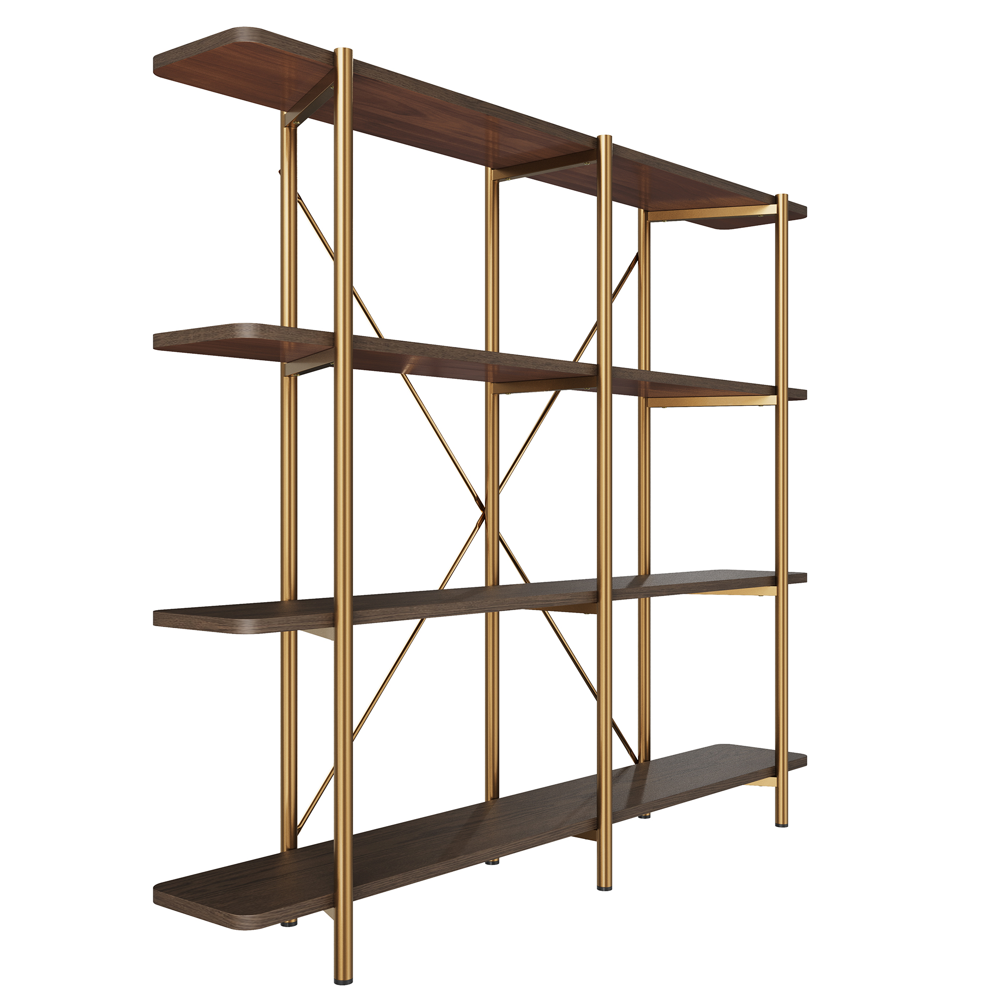 62.99 in. Tall Metal 4-Layer Vertical Stainless Steel Silver Storage Rack Bookshelf Bookcase