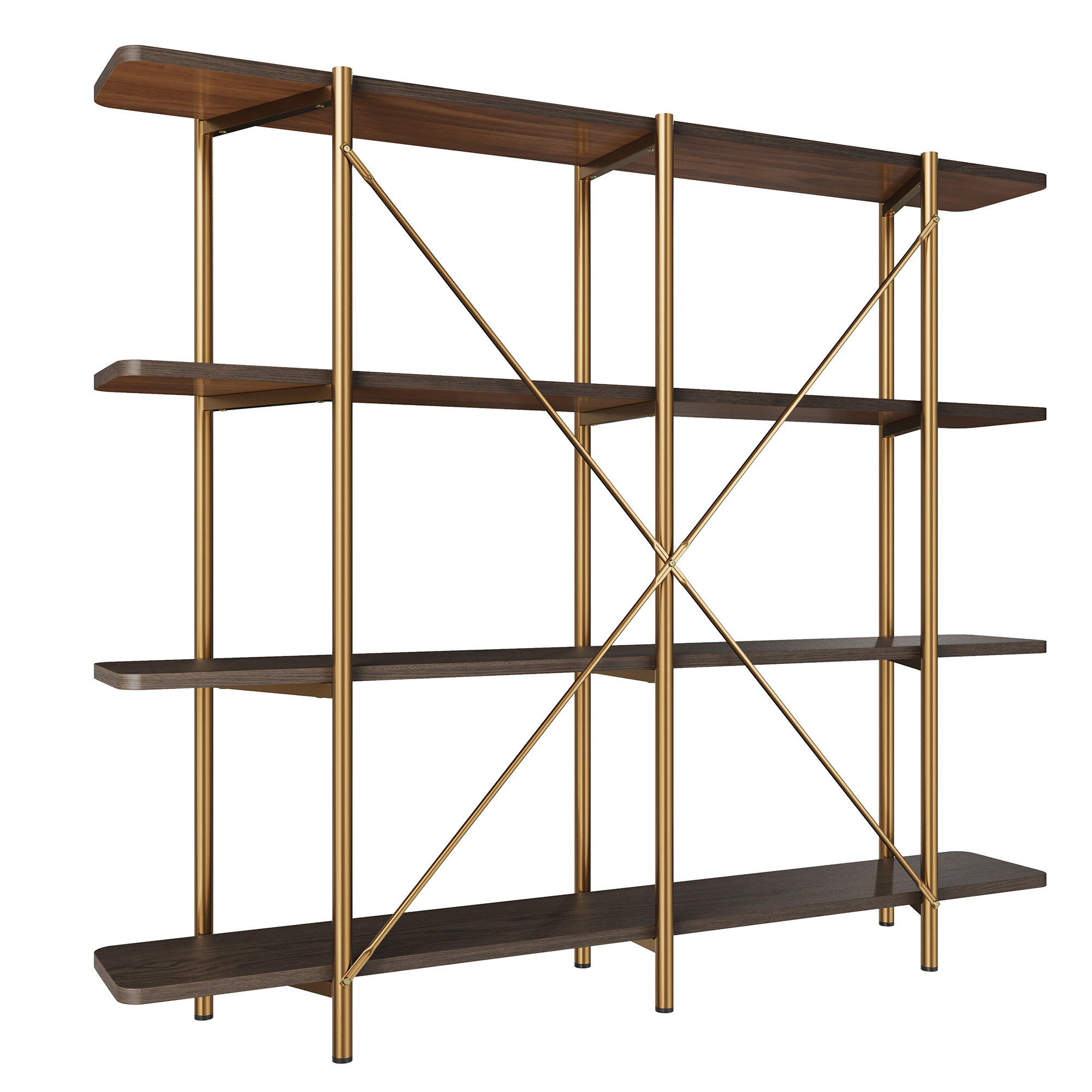 62.99 in. Tall Metal 4-Layer Vertical Stainless Steel Silver Storage Rack Bookshelf Bookcase