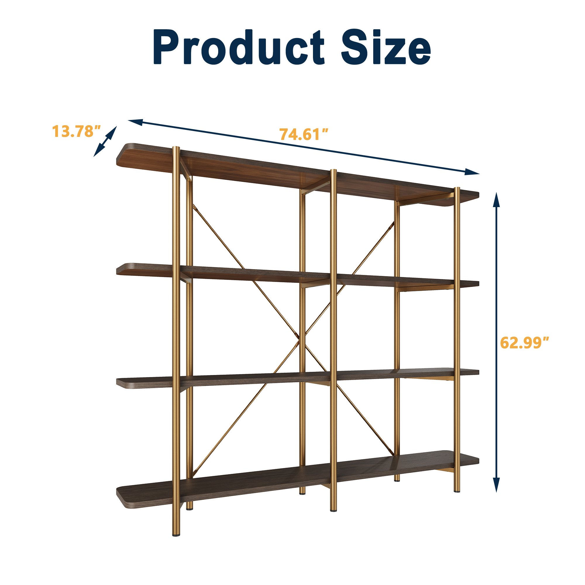 62.99 in. Tall Metal 4-Layer Vertical Stainless Steel Silver Storage Rack Bookshelf Bookcase