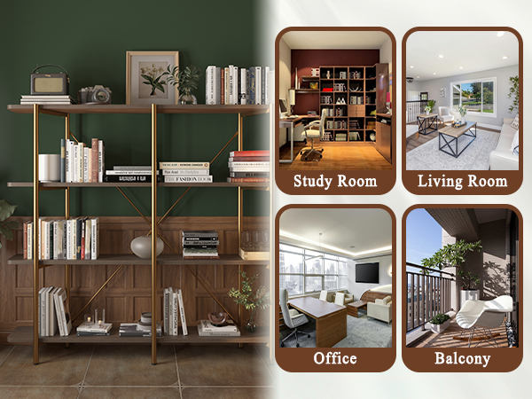 62.99 in. Tall Metal 4-Layer Vertical Stainless Steel Silver Storage Rack Bookshelf Bookcase