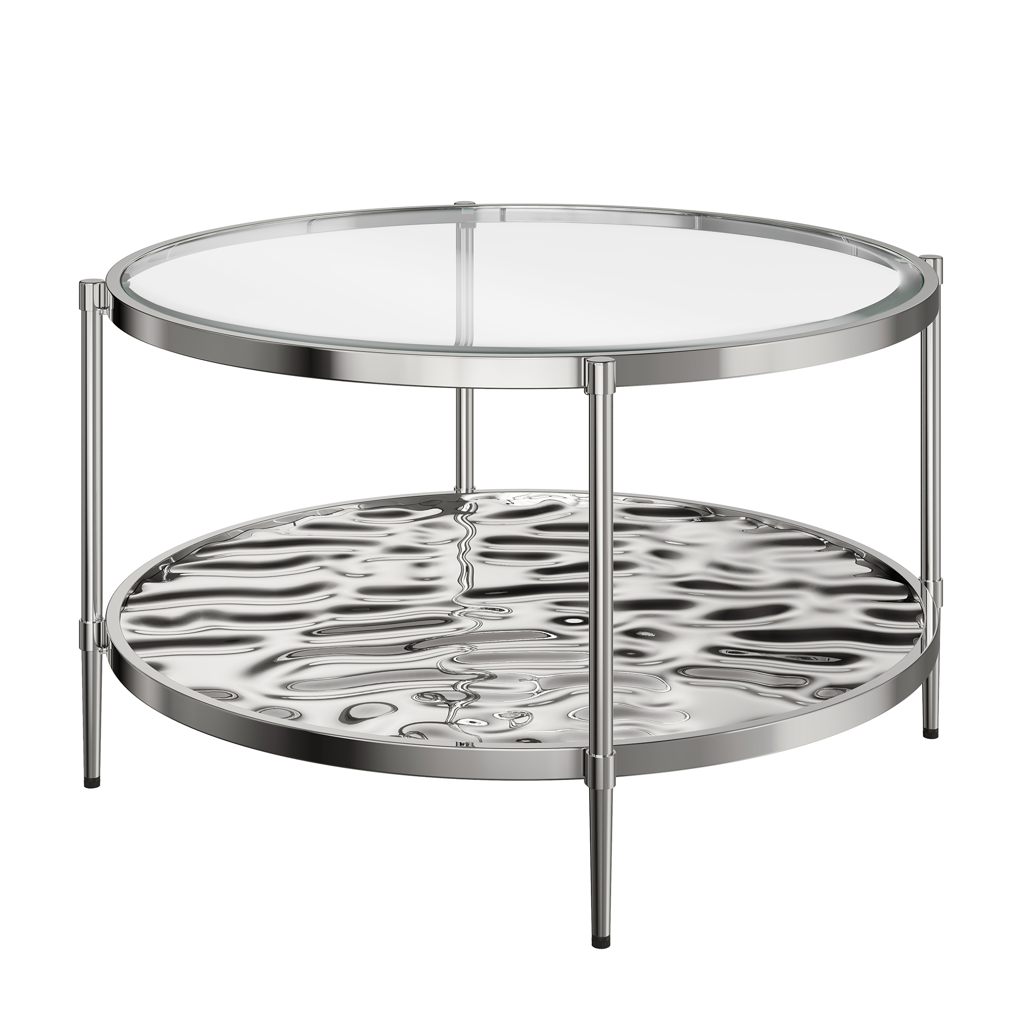 31.5 in. Stainless Steel Round Glass Coffee Table