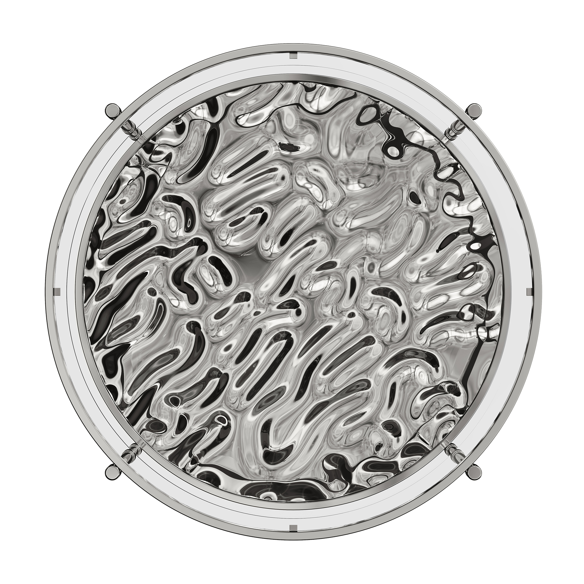 31.5 in. Stainless Steel Round Glass Coffee Table