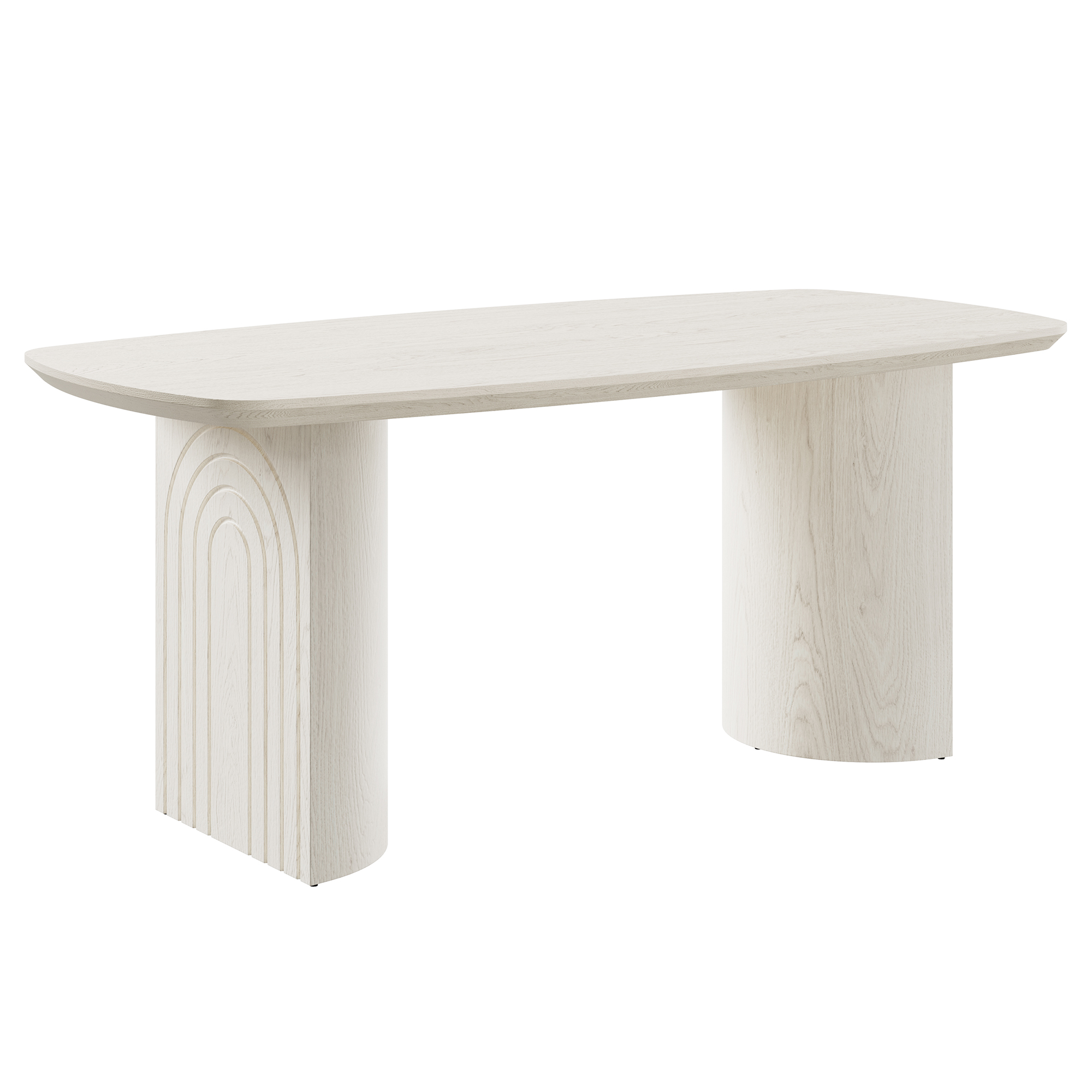 White Wood 70.87 in. Trestle Dining Table Seats-6