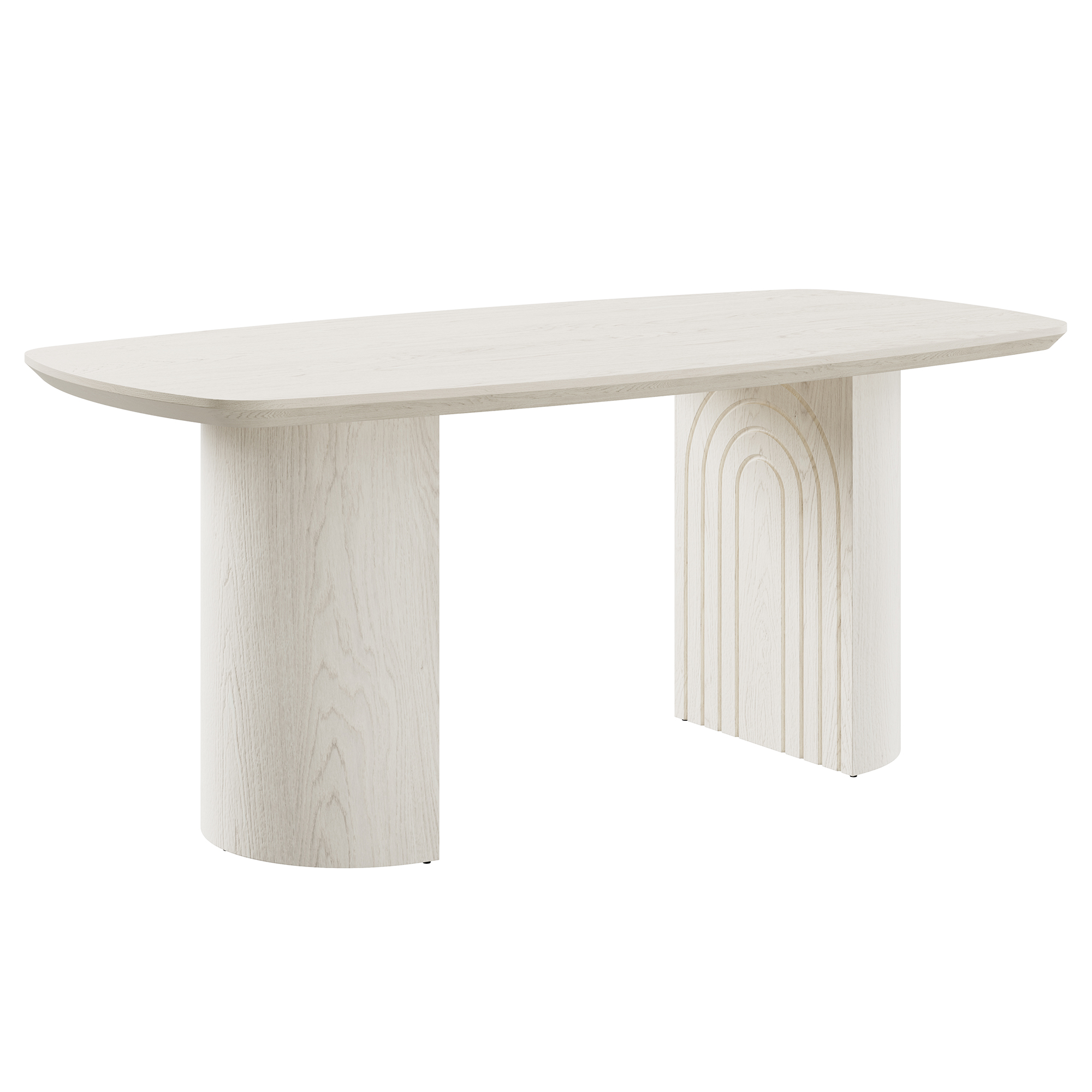 White Wood 70.87 in. Trestle Dining Table Seats-6