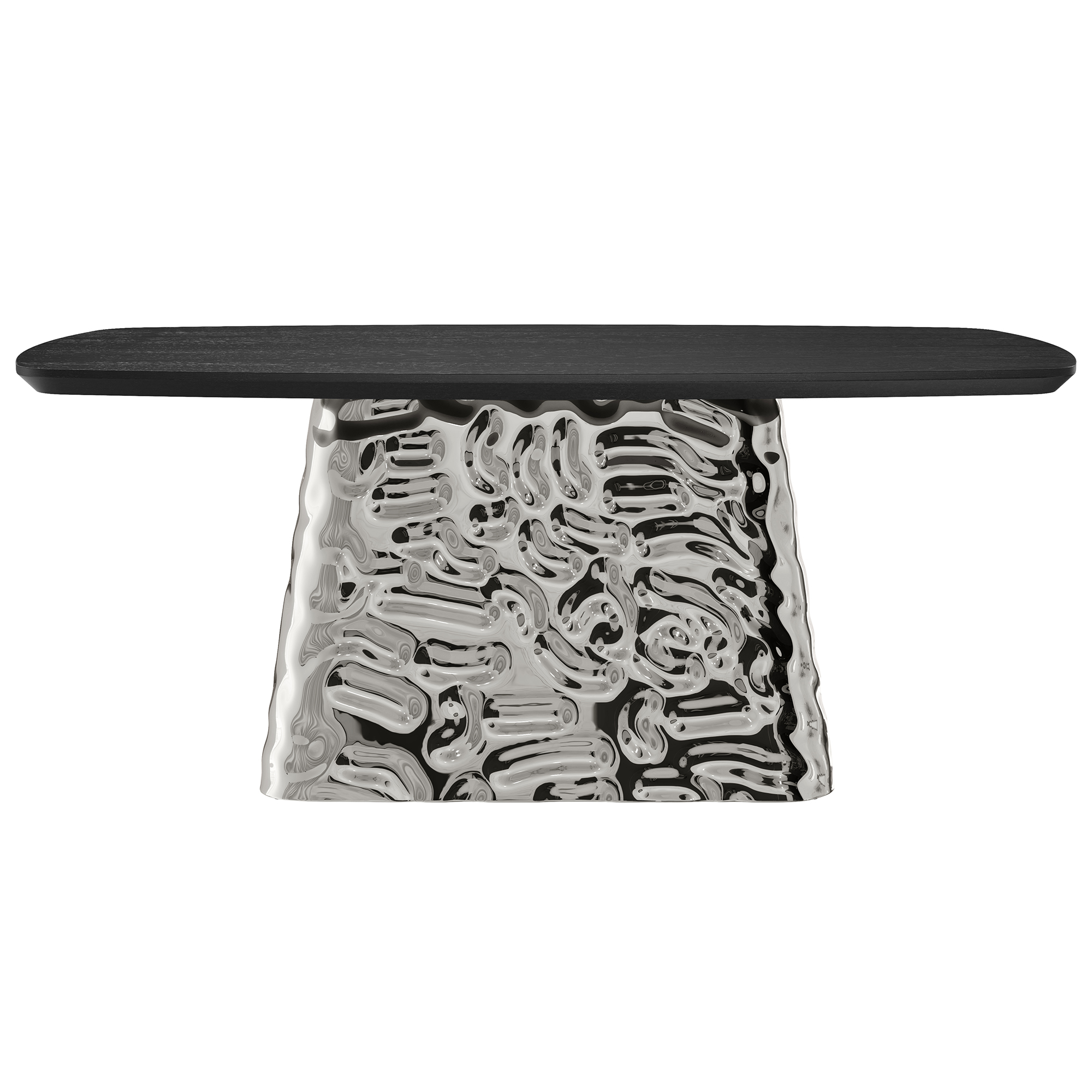 Silver and Black Wood 70.87 in. Pedestal Dining Table Seats-6