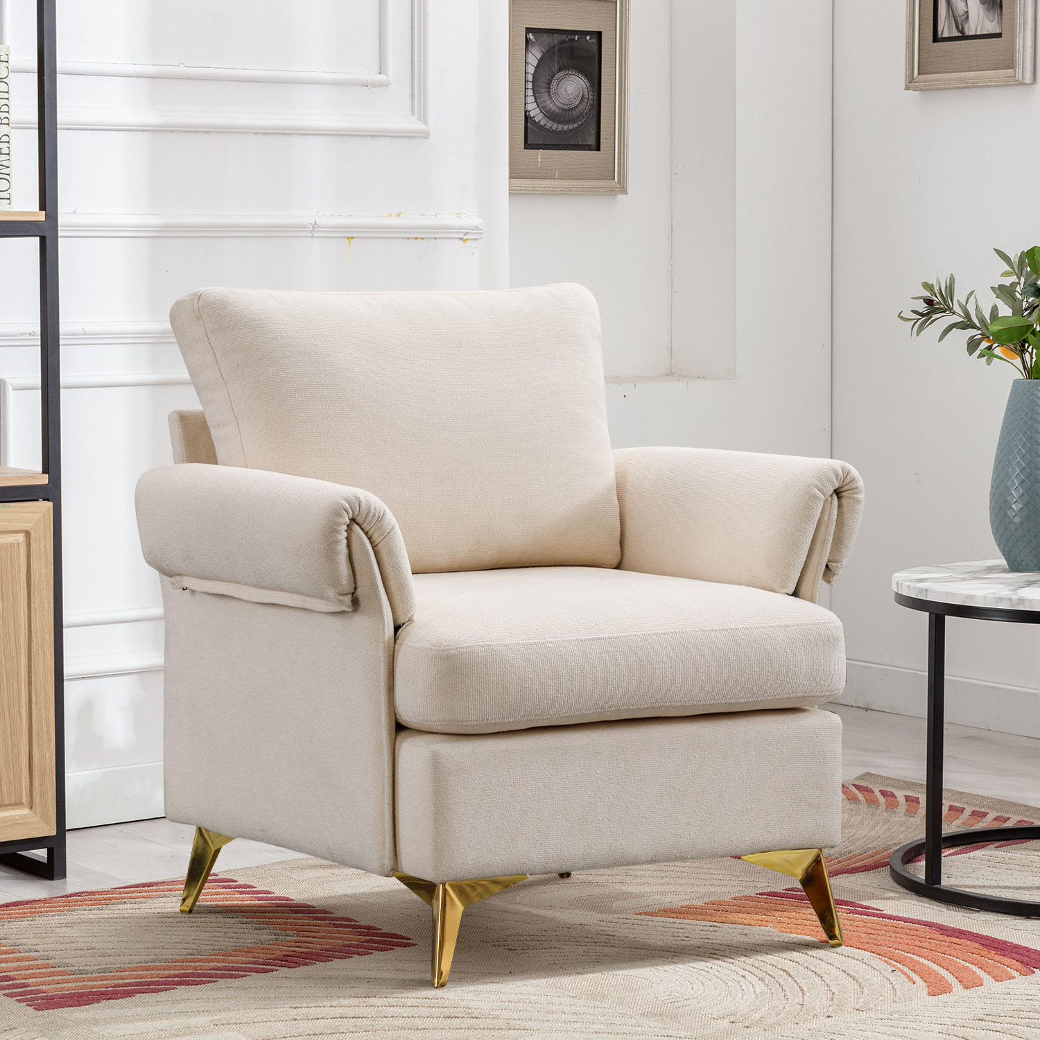 Modern Accent Chair Single Sofa Chair，Recliner Chair, Fabric Armchair Recliner