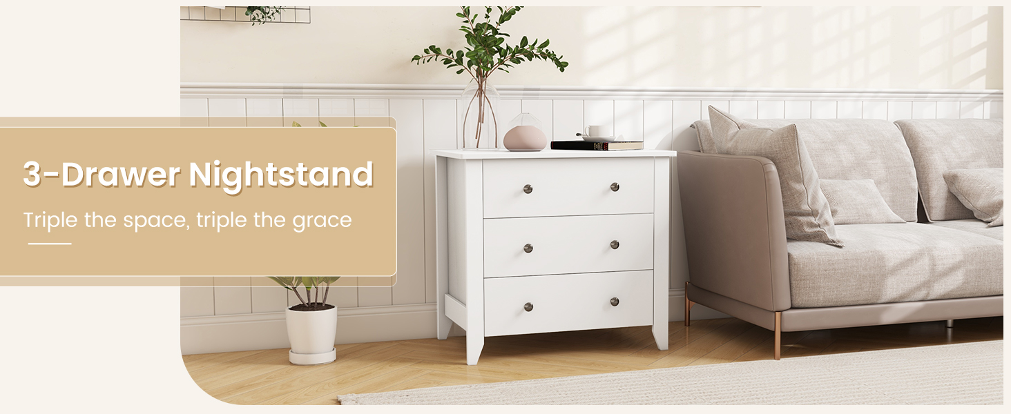 3 Drawer Dresser Chest of Drawers Bedside Table