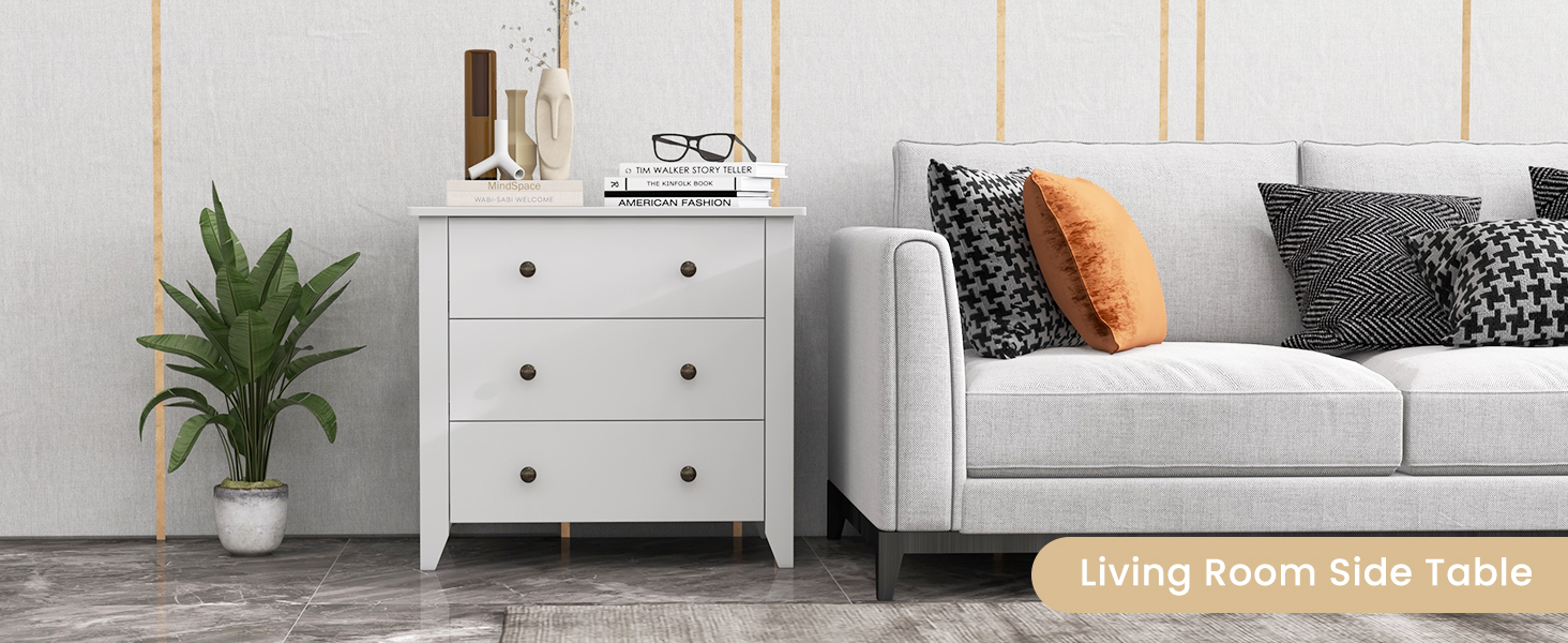 3 Drawer Dresser Chest of Drawers Bedside Table