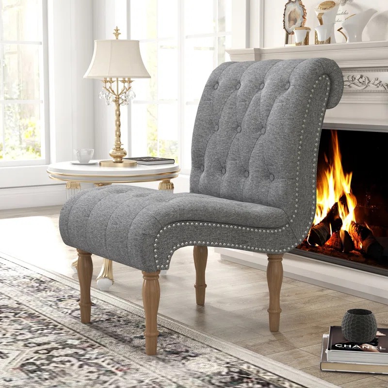 Armless Accent Upholstered Lounge Chair Slipper Chair for Bedroom Living Room