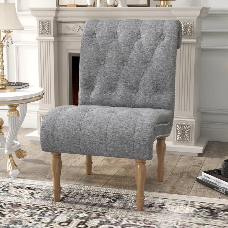 Armless Accent Upholstered Lounge Chair Slipper Chair for Bedroom Living Room