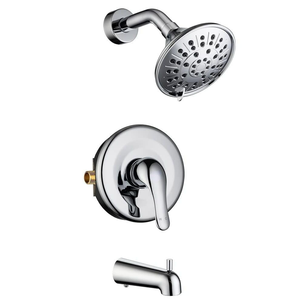 Bathtub Faucet Set, Shower System with Tub Spout 4.84 Inch 3-Spray Bathroom Shower Head, Single-Handle Shower Valve and Trim Kit (Oil Rubbed Bronze)