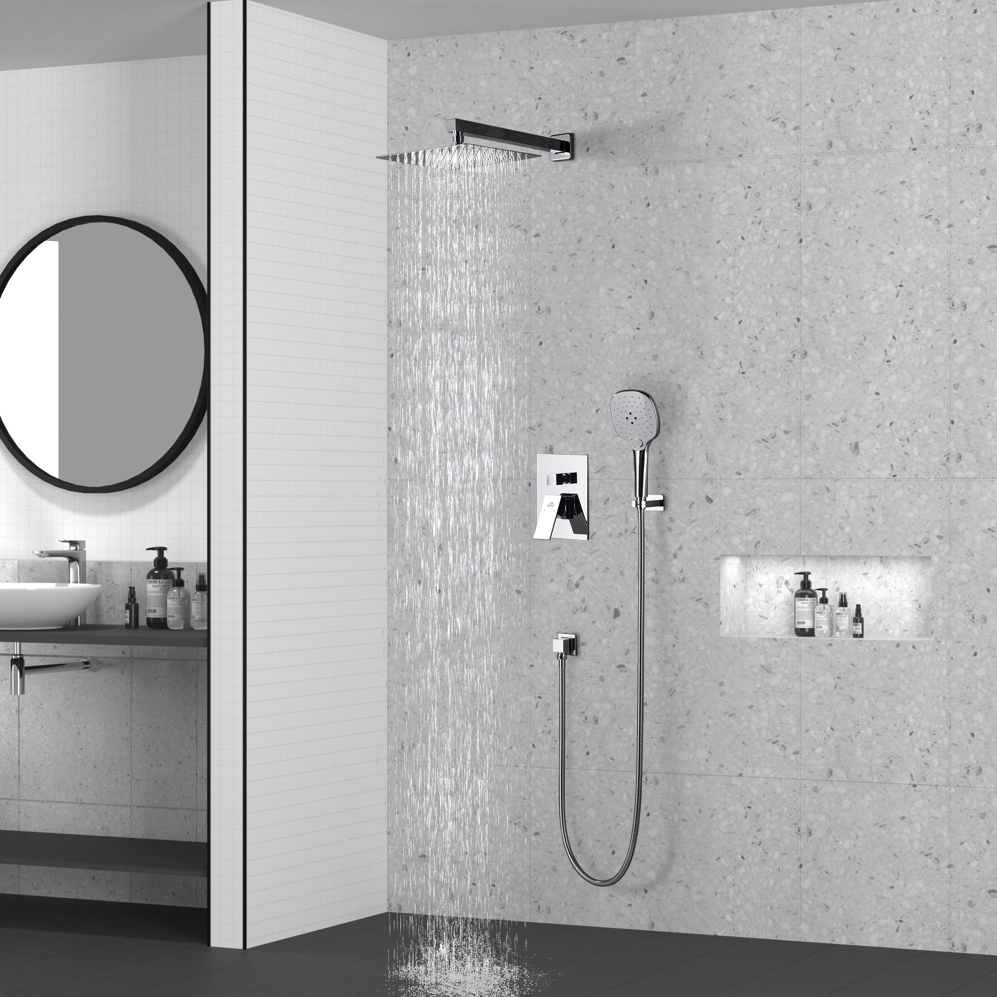 10" Wall Mounted 2 Function Dual Shower Head System with Handheld