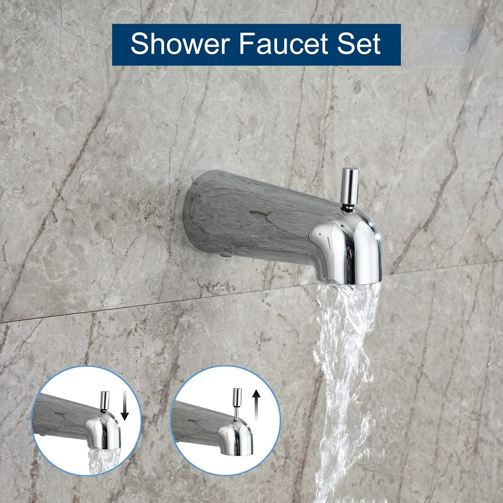 Bathtub Faucet Set, Shower System with Tub Spout 4.84 Inch 3-Spray Bathroom Shower Head, Single-Handle Shower Valve and Trim Kit (Oil Rubbed Bronze)
