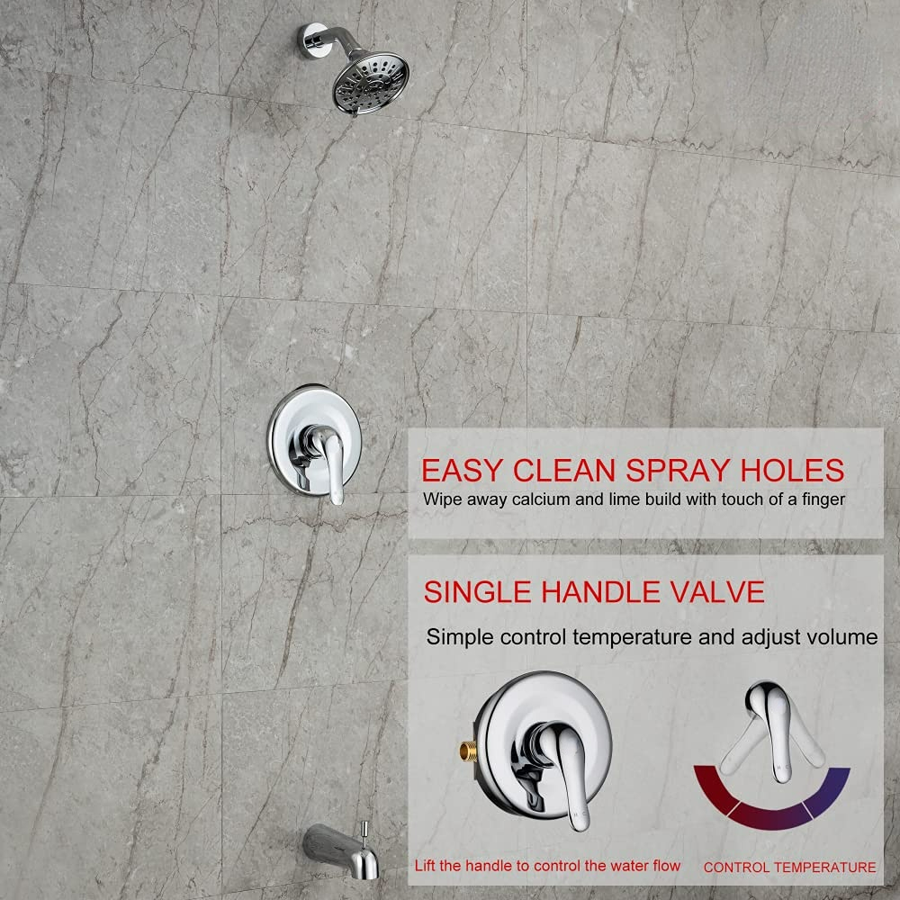 Bathtub Faucet Set, Shower System with Tub Spout 4.84 Inch 3-Spray Bathroom Shower Head, Single-Handle Shower Valve and Trim Kit (Oil Rubbed Bronze)