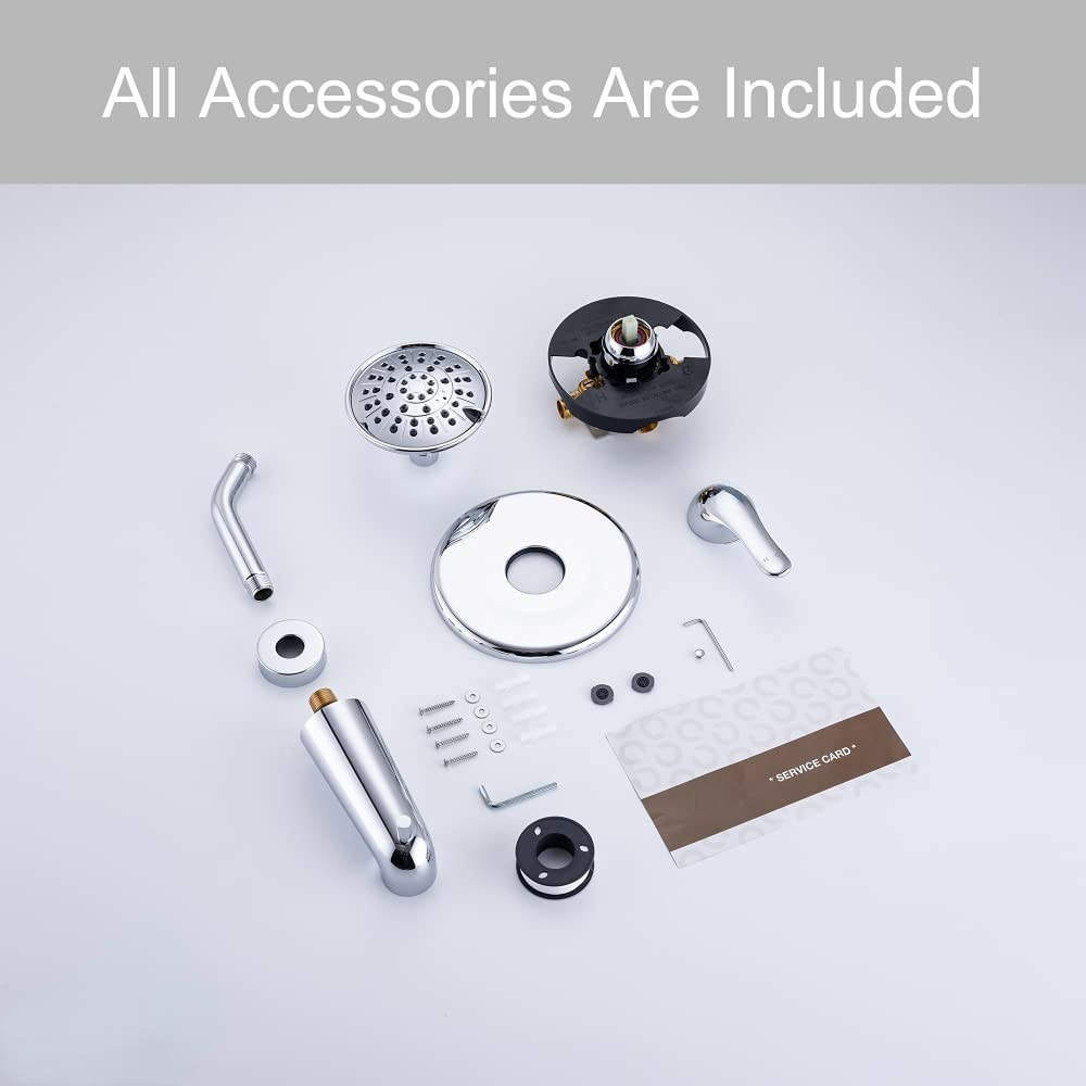 Bathtub Faucet Set, Shower System with Tub Spout 4.84 Inch 3-Spray Bathroom Shower Head, Single-Handle Shower Valve and Trim Kit (Oil Rubbed Bronze)