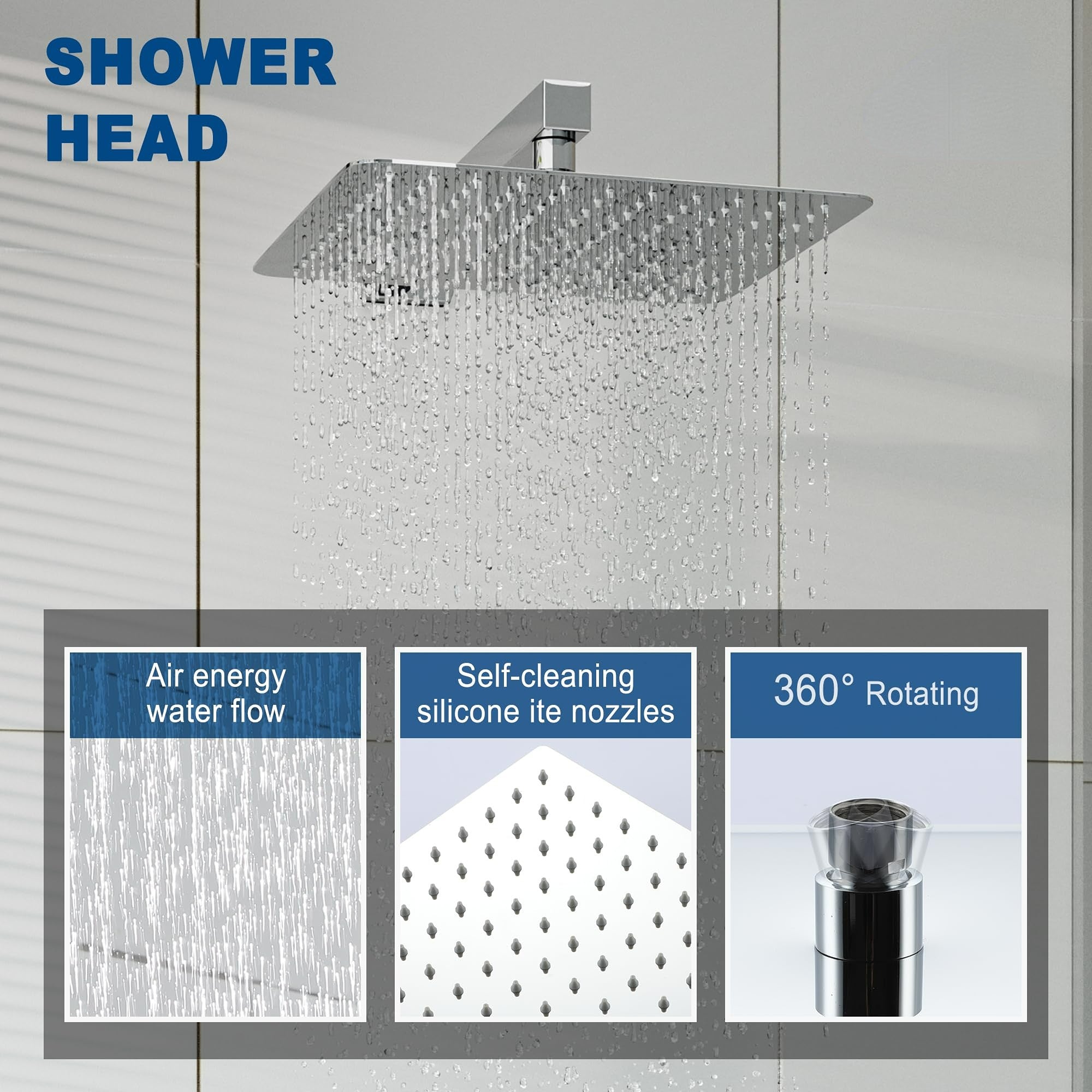 9 Inch Square Shower Faucet - Single-Handle, High-Pressure 1-Spray Shower Head with Valve, Easy Installation, Modern Design for Bathroom Brushed Nickel