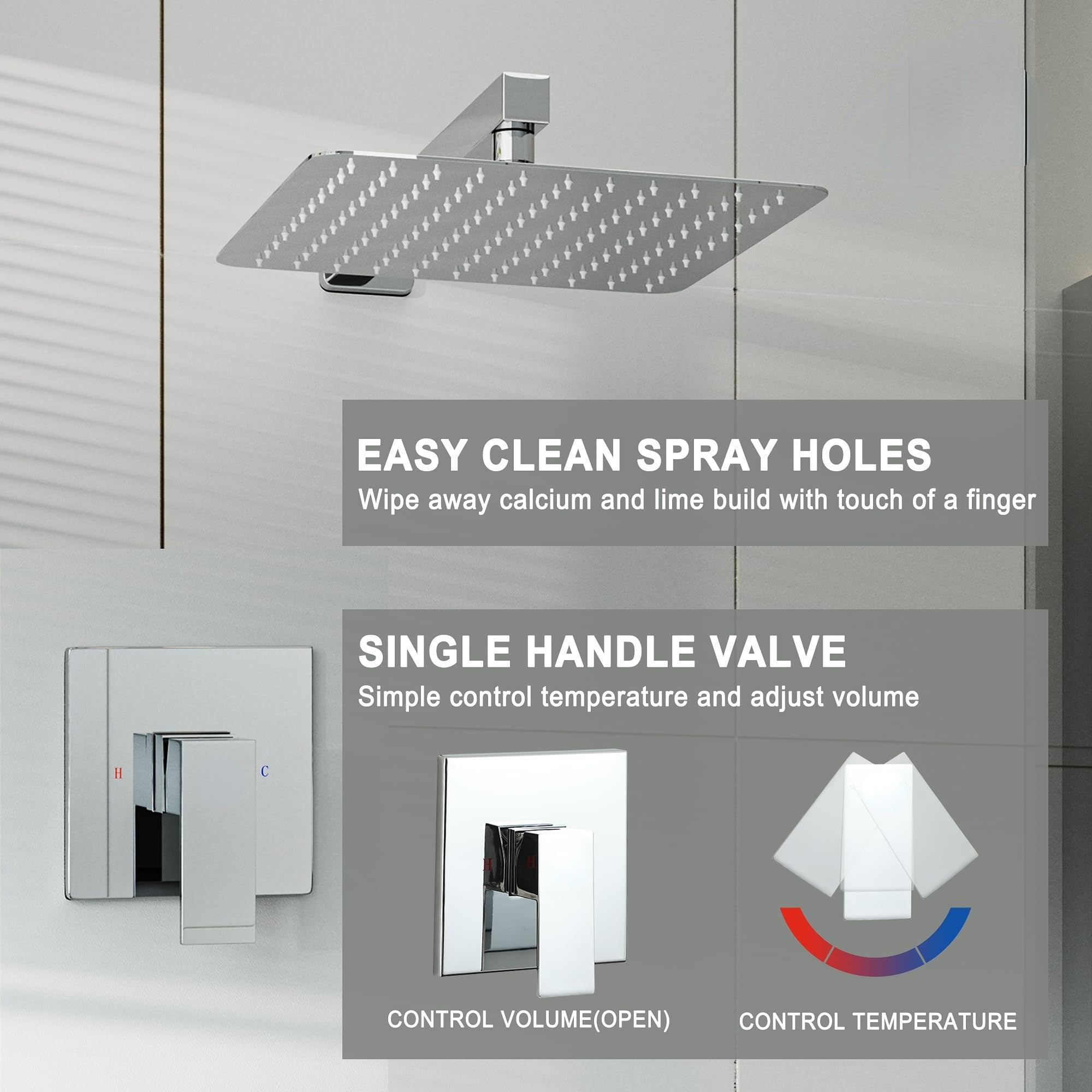 10 Inch Square Shower Head - Wall Mount 1-Spray Pattern Faucet with 2.5 GPM Flow Rate Brushed Gold (Valve Included)