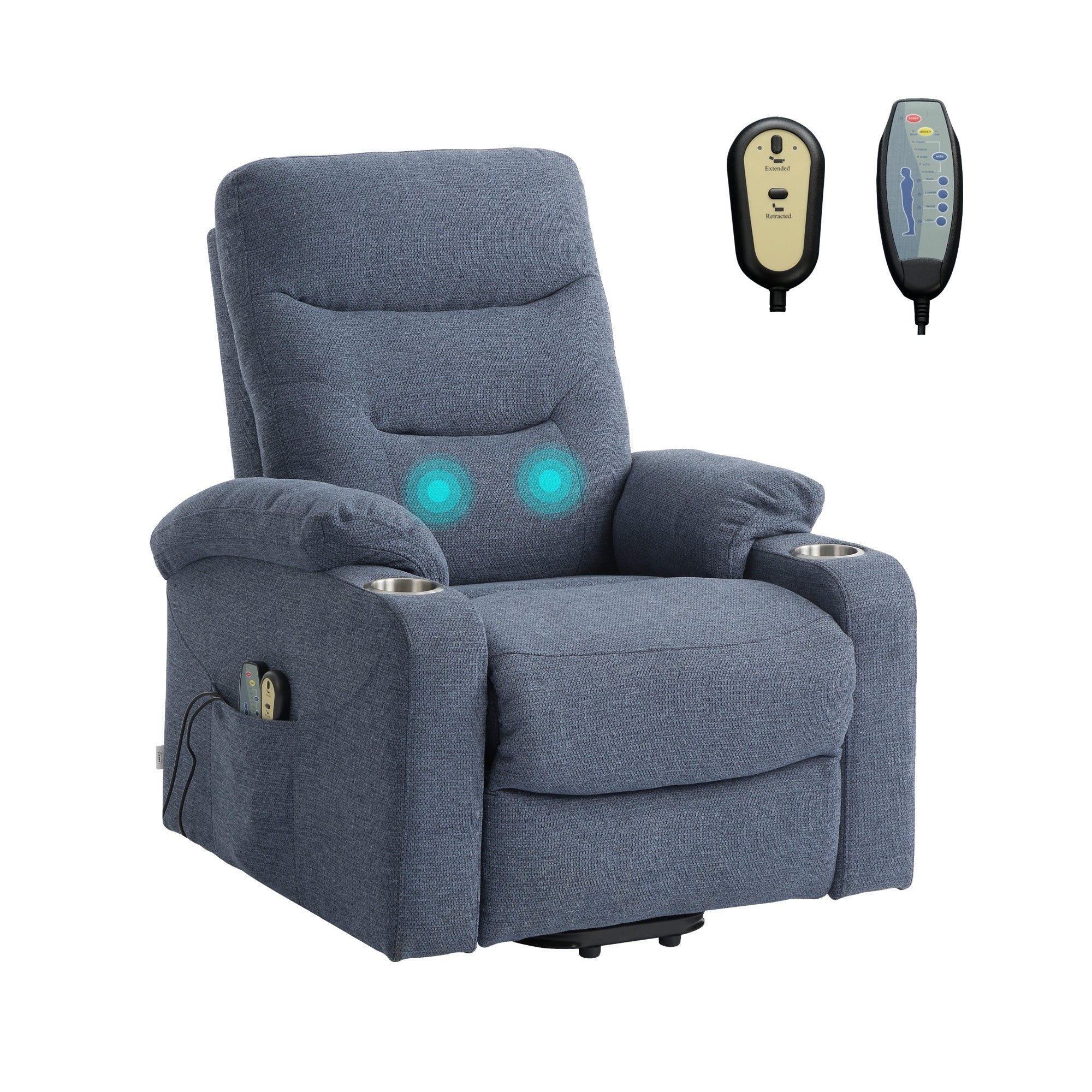 Soft Upholstered Electric Power Recliner Chair with Massage and Cup Holders