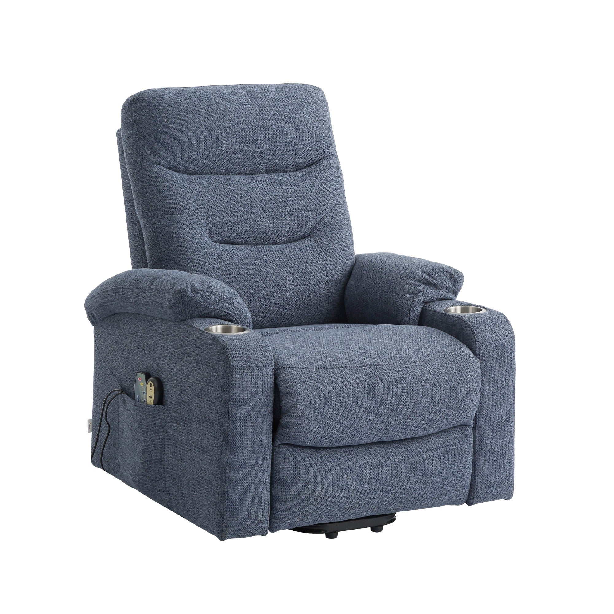Soft Upholstered Electric Power Recliner Chair with Massage and Cup Holders