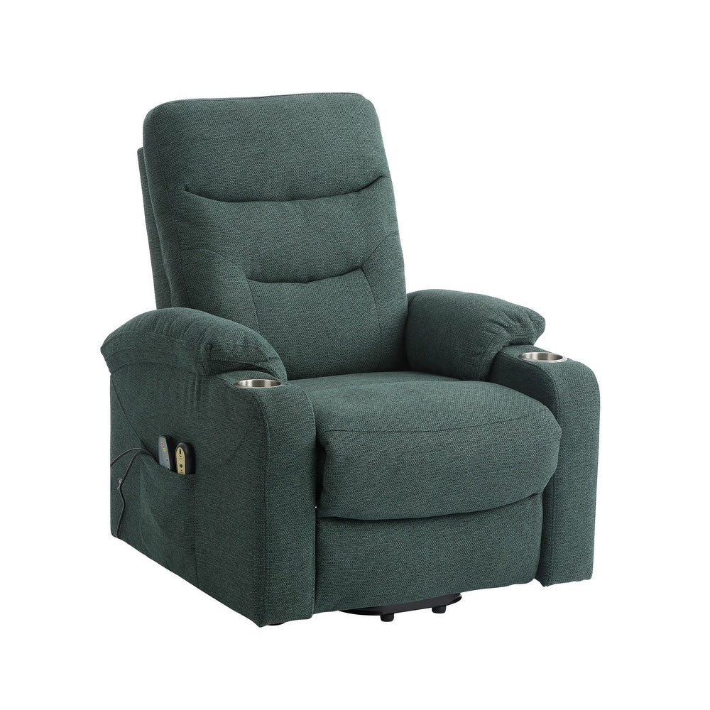 Soft Upholstered Electric Power Recliner Chair with Massage and Cup Holders