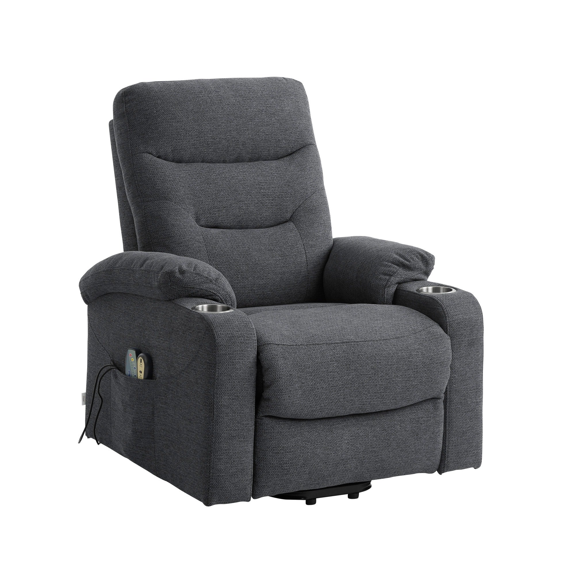 Soft Upholstered Electric Power Recliner Chair with Massage and Cup Holders