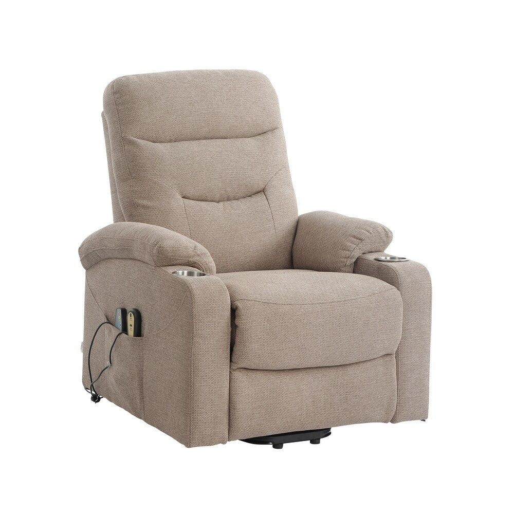 Soft Upholstered Electric Power Recliner Chair with Massage and Cup Holders