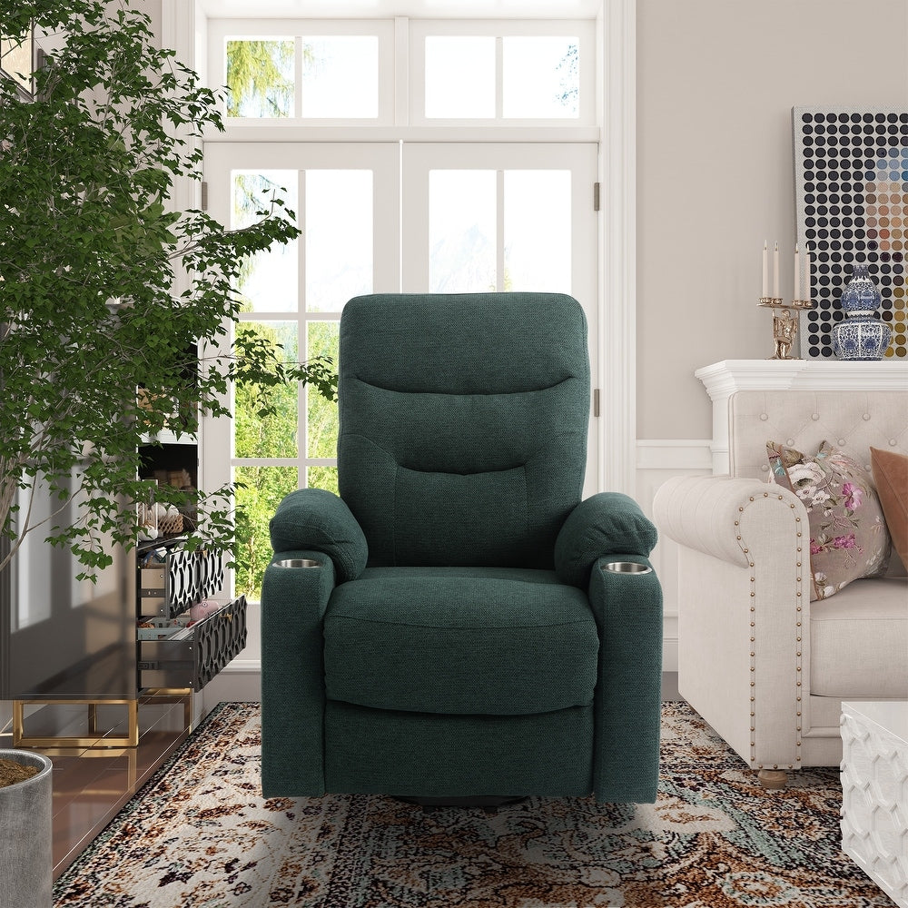 Soft Upholstered Electric Power Recliner Chair with Massage and Cup Holders