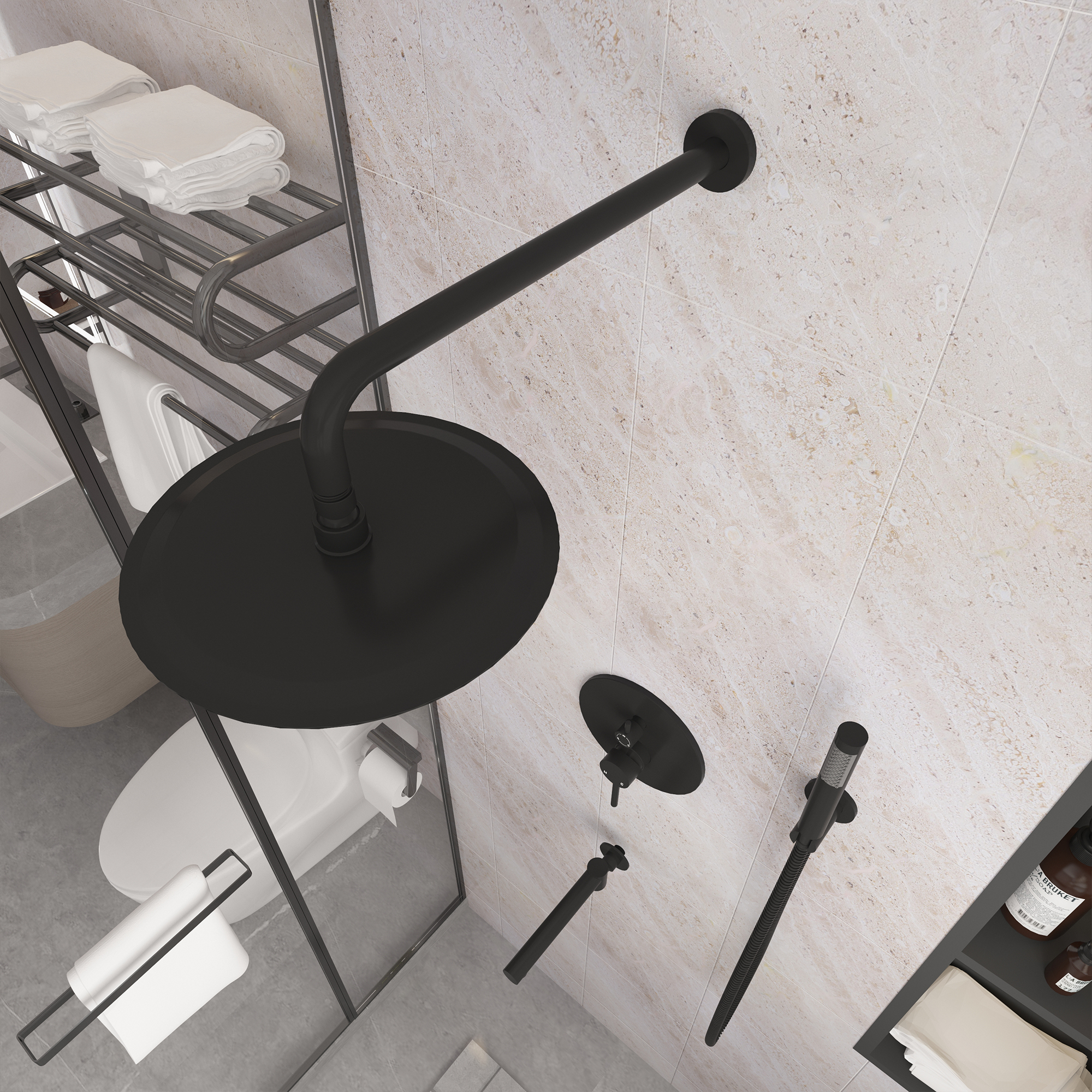 10-Inch Three-function Wall-mounted Round Shower System With Swivel Bathtub Spout