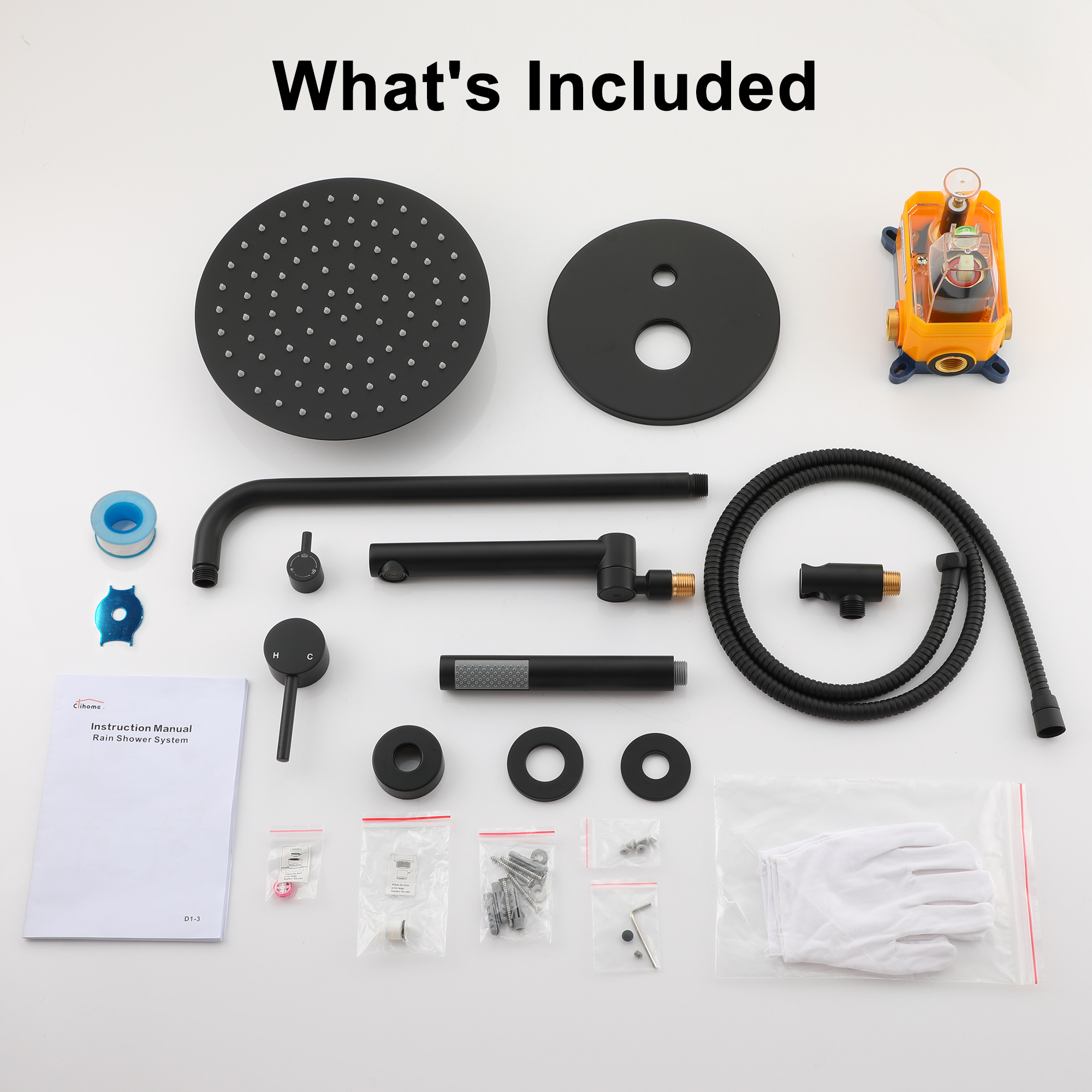 10-Inch Three-function Wall-mounted Round Shower System With Swivel Bathtub Spout