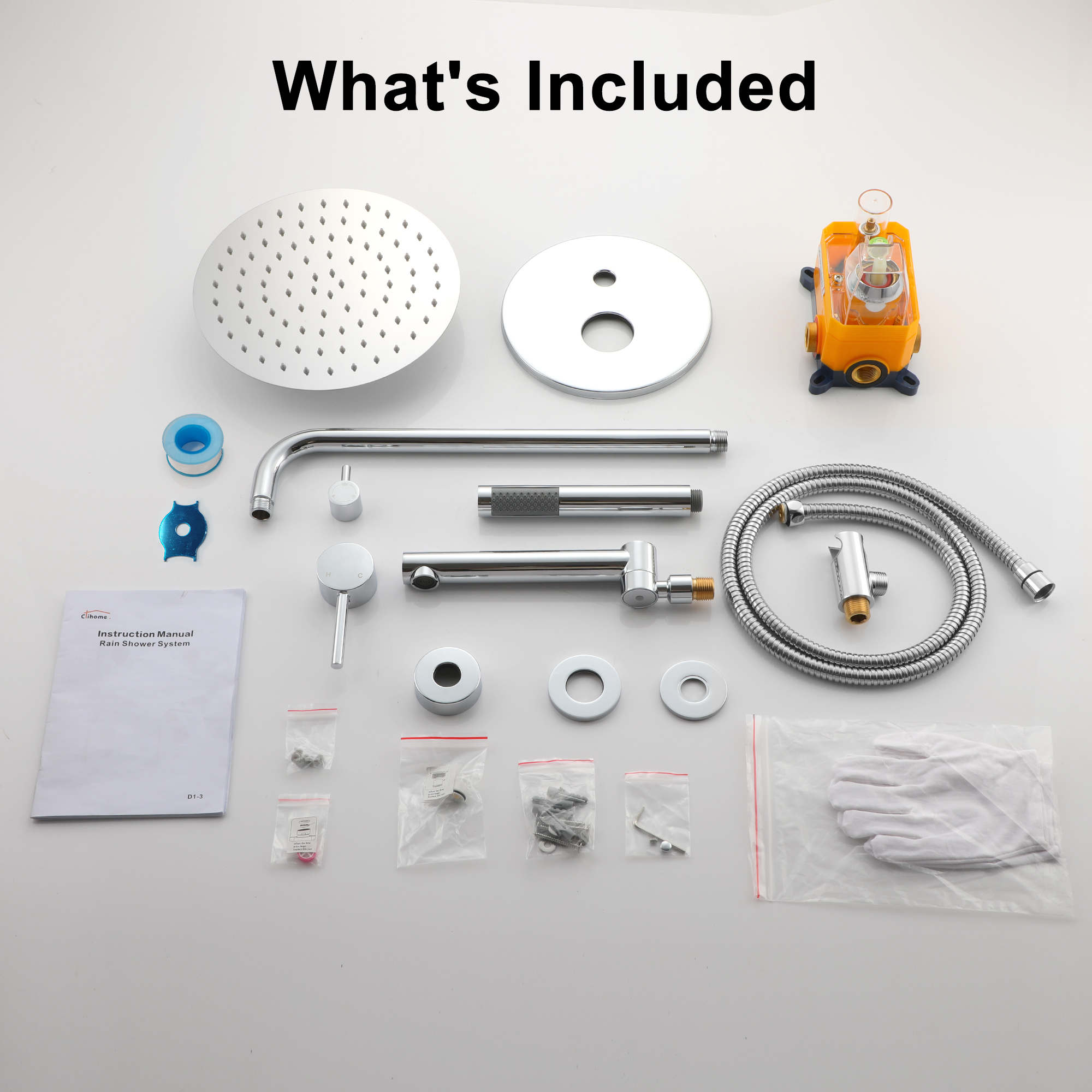 10-Inch Three-function Wall-mounted Round Shower System With Swivel Bathtub Spout