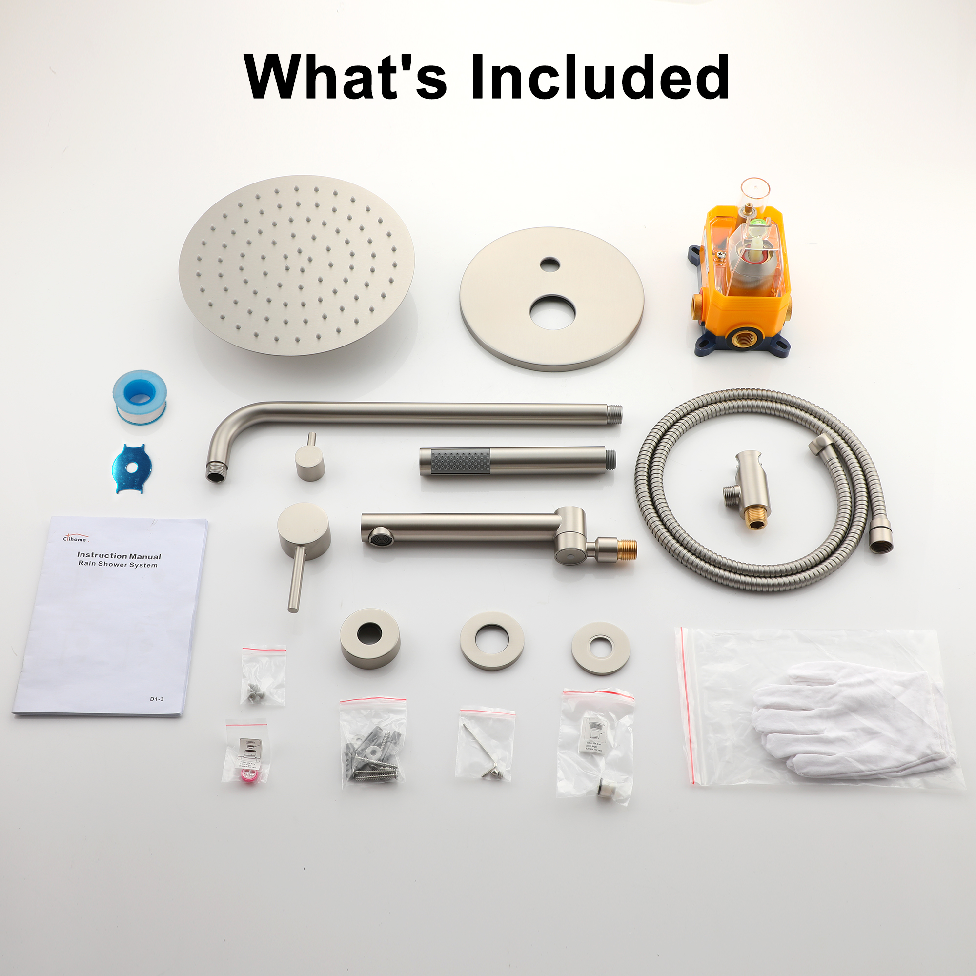 10-Inch Three-function Wall-mounted Round Shower System With Swivel Bathtub Spout