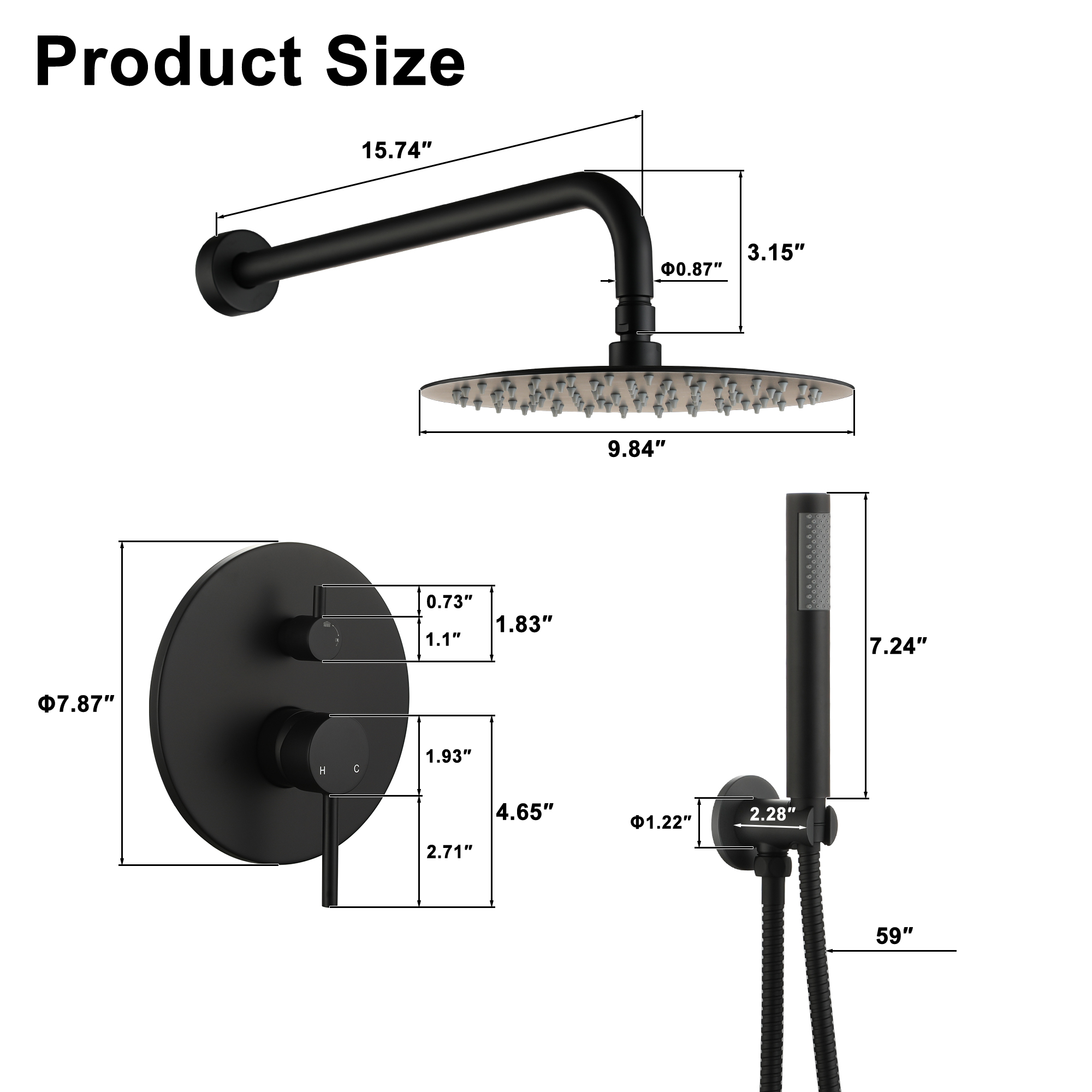 10-Inch Two-function Wall Mount Round Shower Set