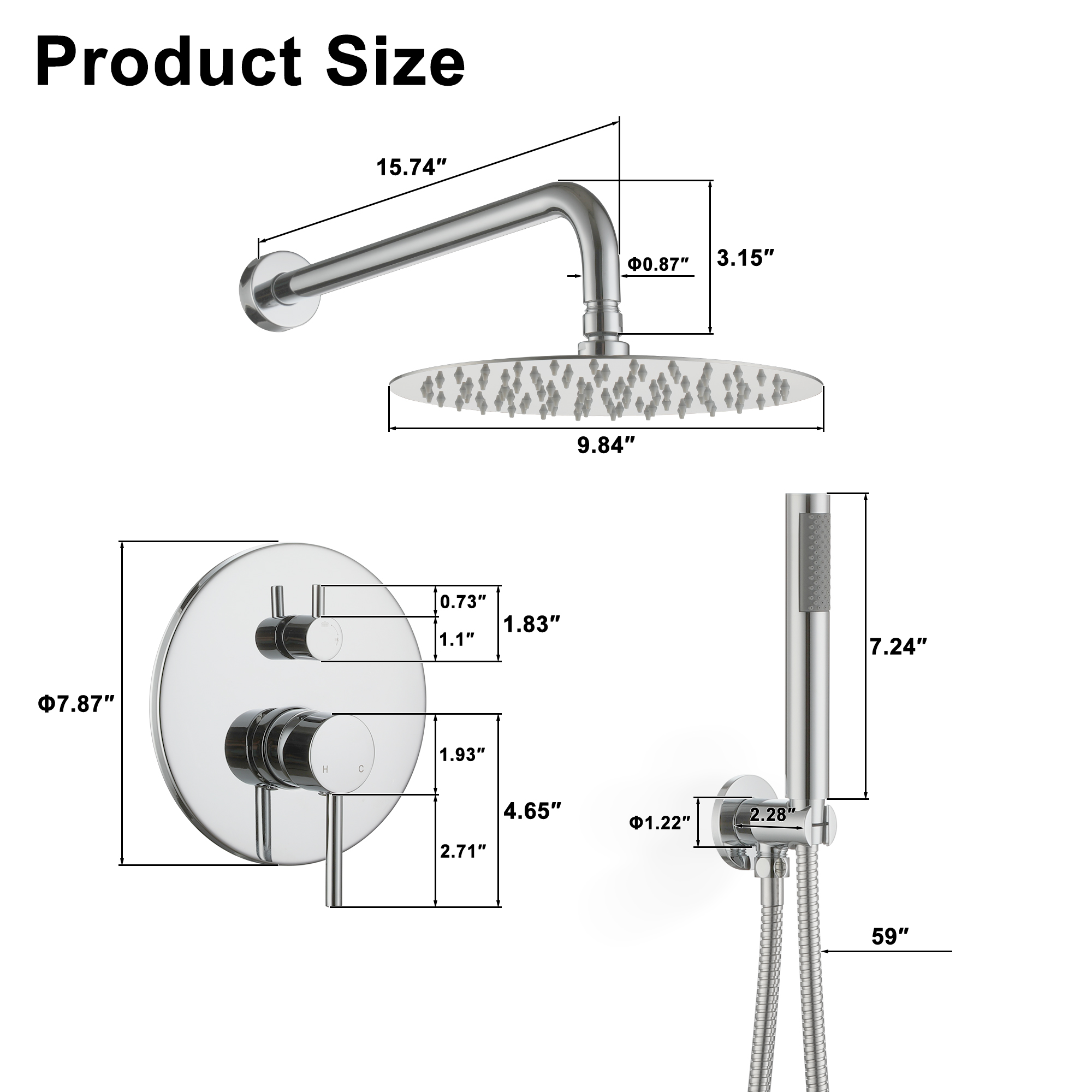 10-Inch Two-function Wall Mount Round Shower Set