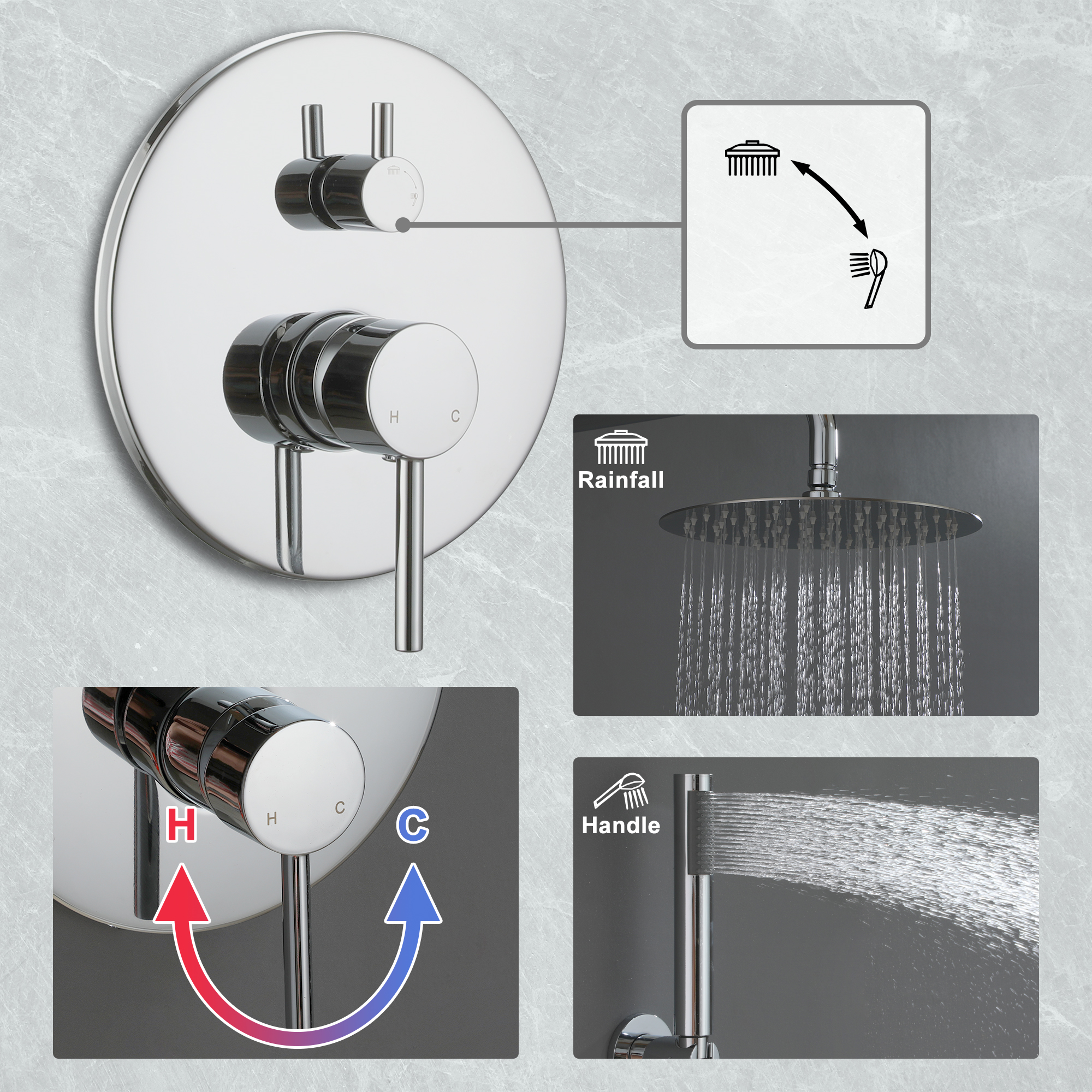 10-Inch Two-function Wall Mount Round Shower Set