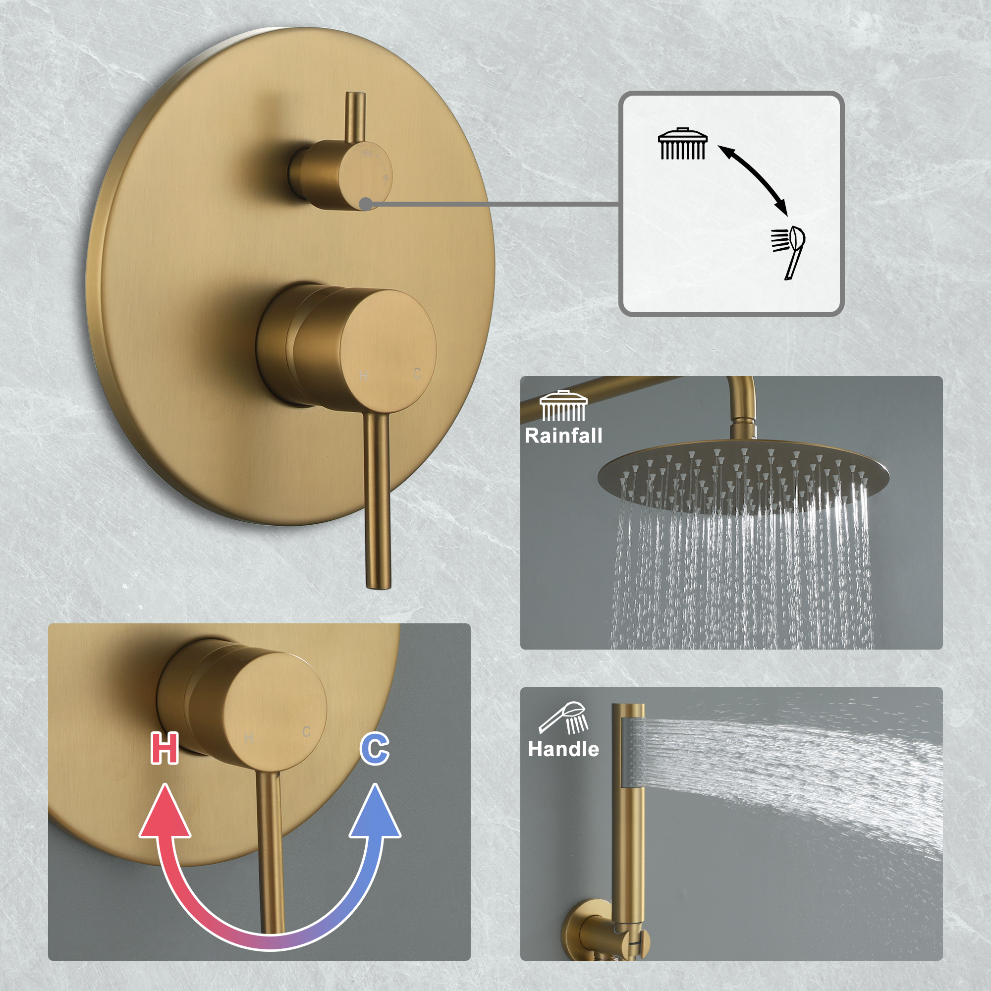 10-Inch Two-function Wall Mount Round Shower Set